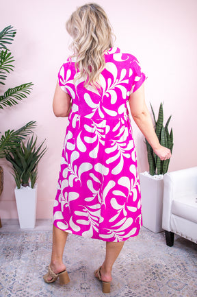 Caribbean Twist Fuchsia/Ivory Printed Dress - D5234PK
