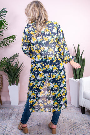 Energetic Response Yellow/Multi Color Floral Sheer Kimono - O5389YE
