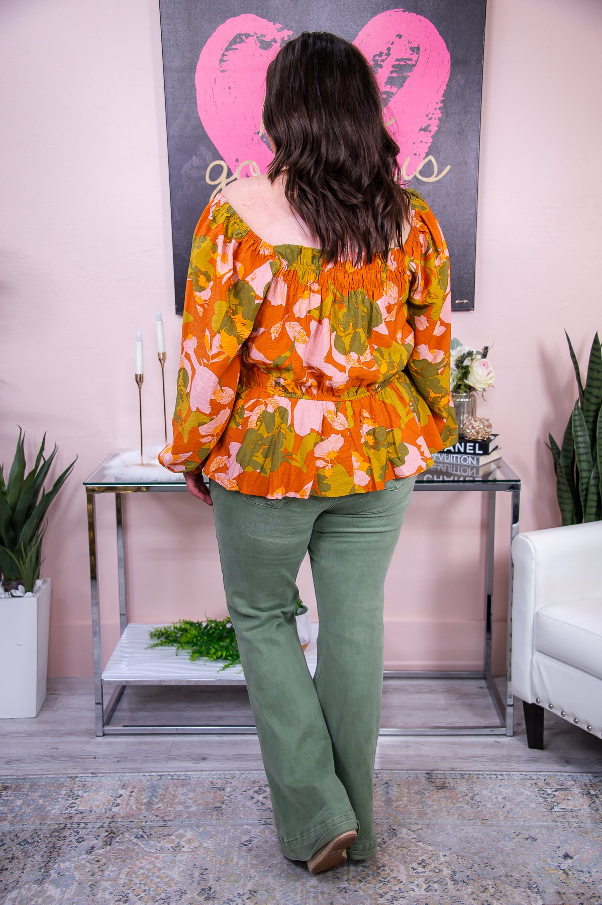 Keep Loving Yourself Rust/Multi Color Floral Off The Shoulder Top - T7629RU