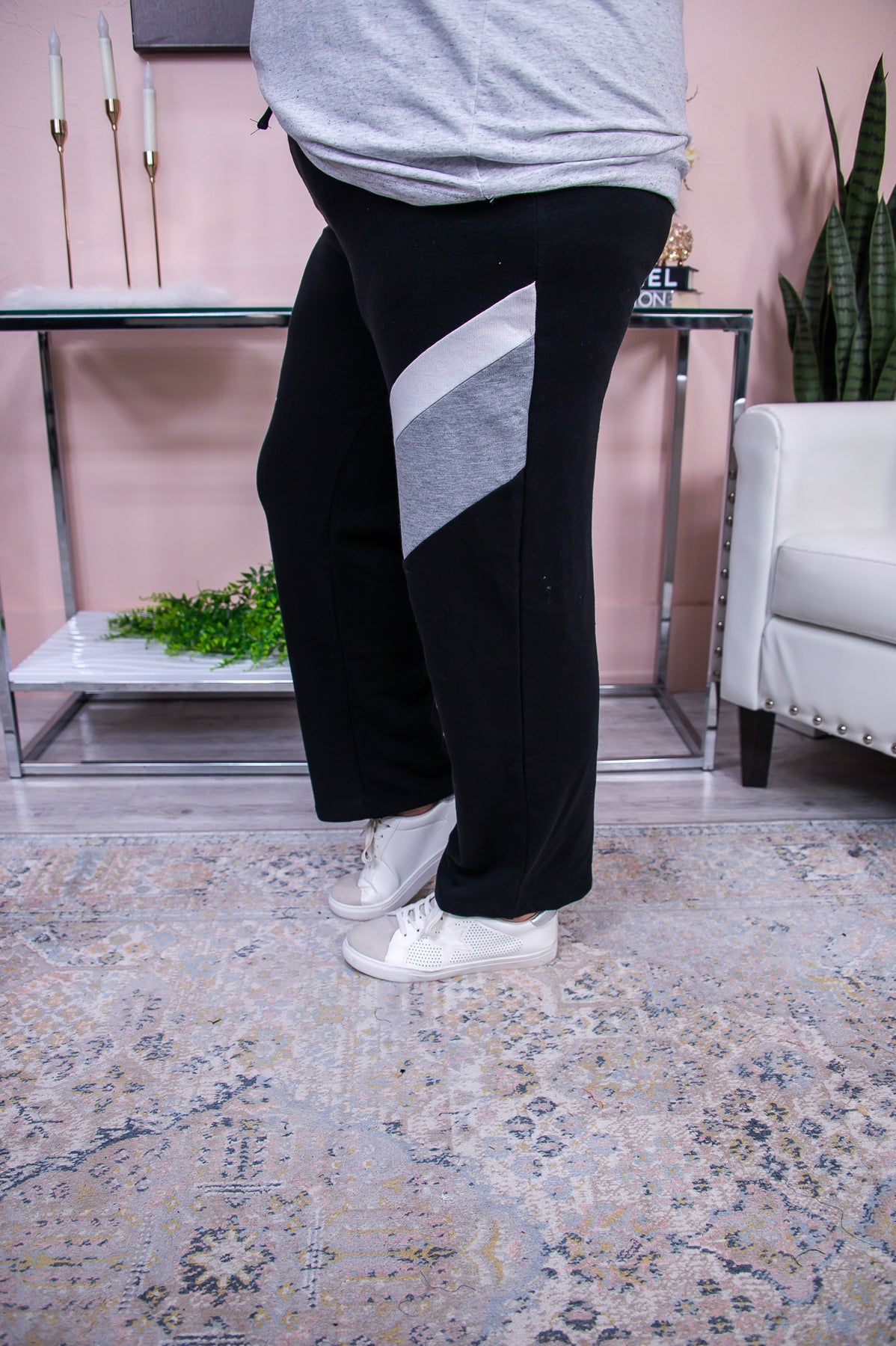 Comfort Zone Black/Gray/Ivory Pants - PNT1484BK