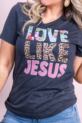 Love Like Jesus Dark Heather Gray Graphic Tee - A3286DHG