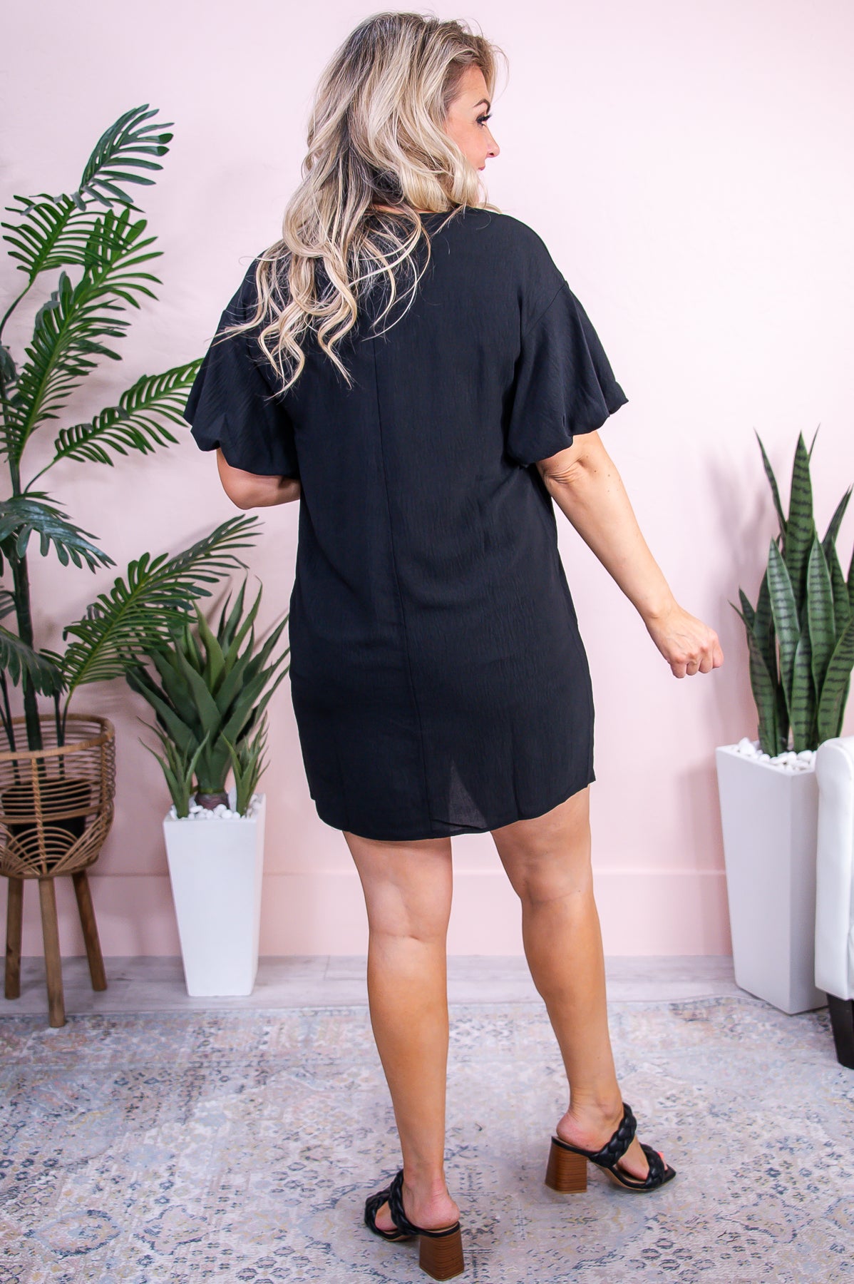 Here To Stand Out Black Solid Dress - D5244BK
