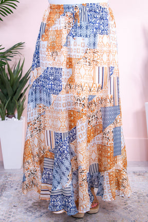 Exciting Endeavors Denim Blue/Multi Color/Pattern Skirt - E1141DBL