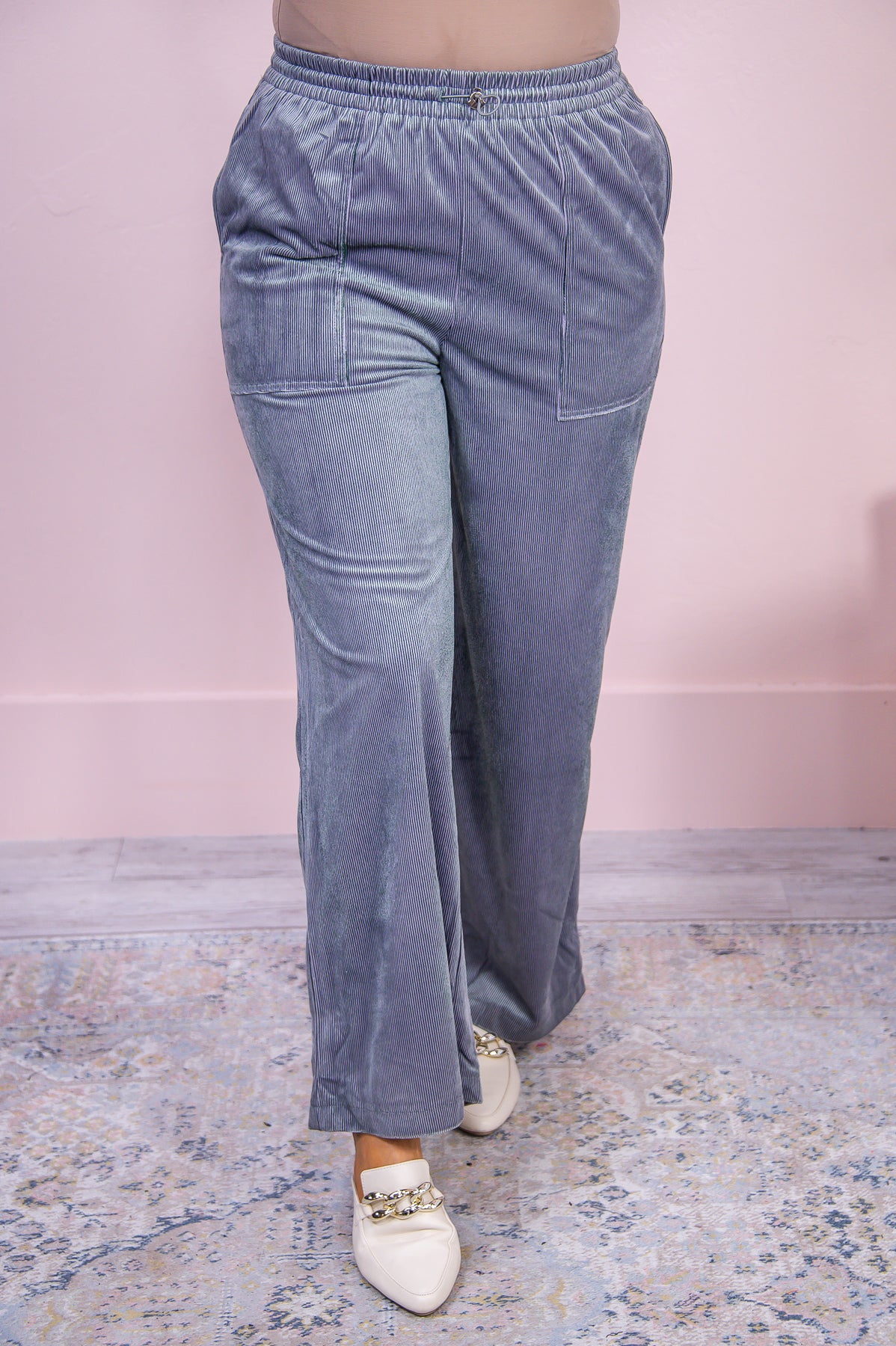 Always Chillin' Gray Striped Pants - PNT1487GR