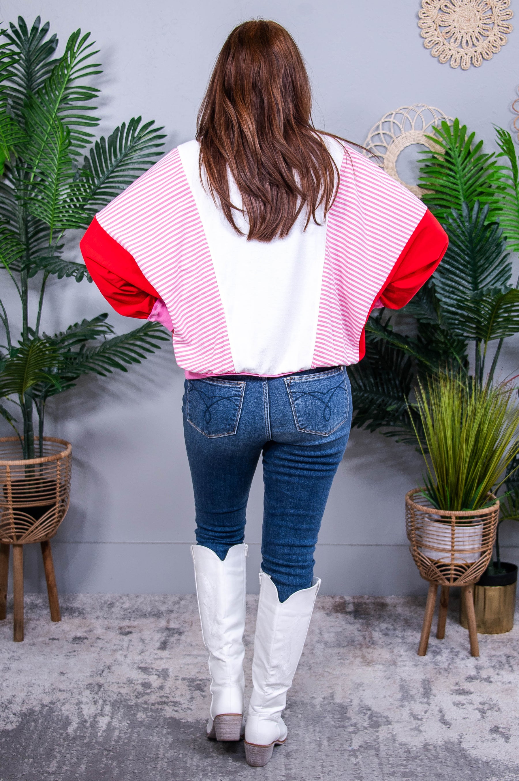 Stripes on My Sleeves Color Block Pullover - T10990WH