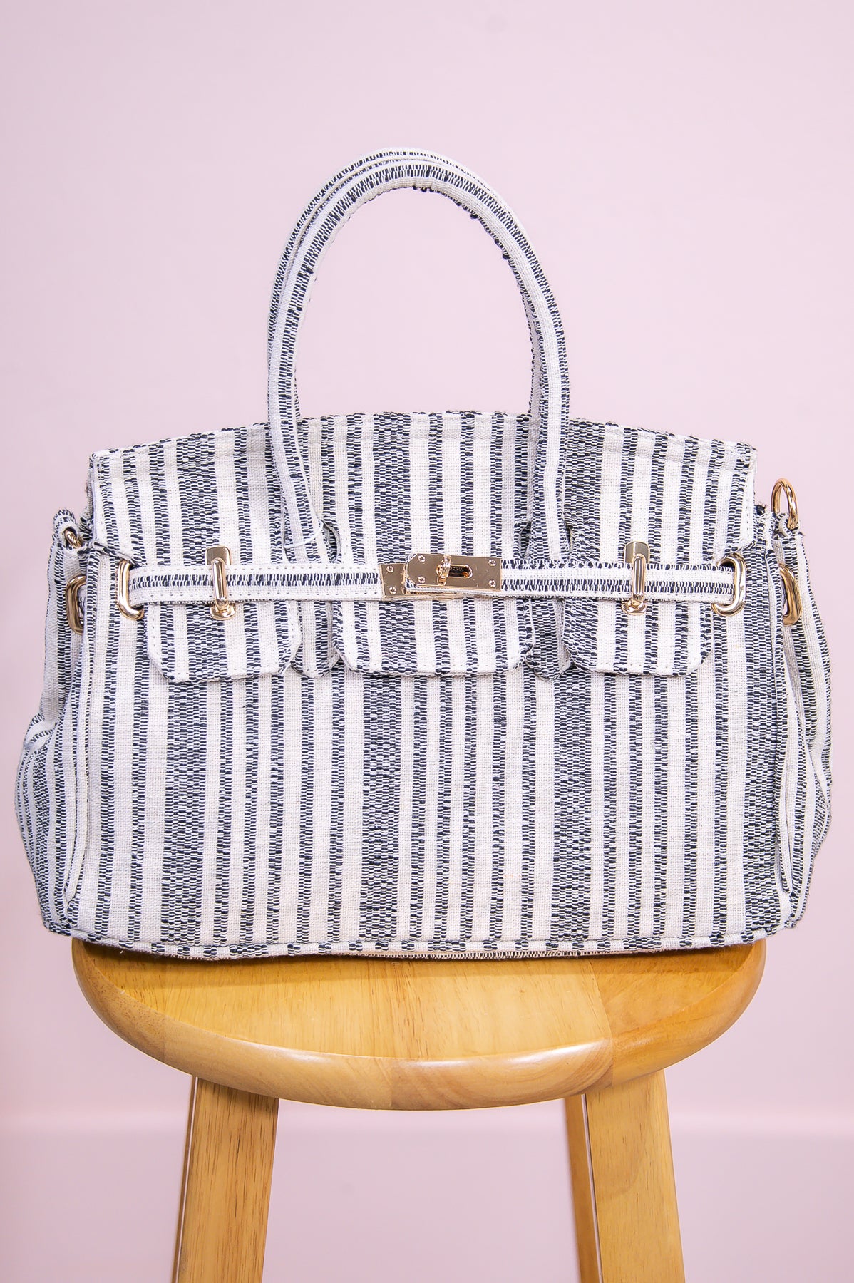 It's All In The Details Natural/Black Striped Bag - BAG1870NA