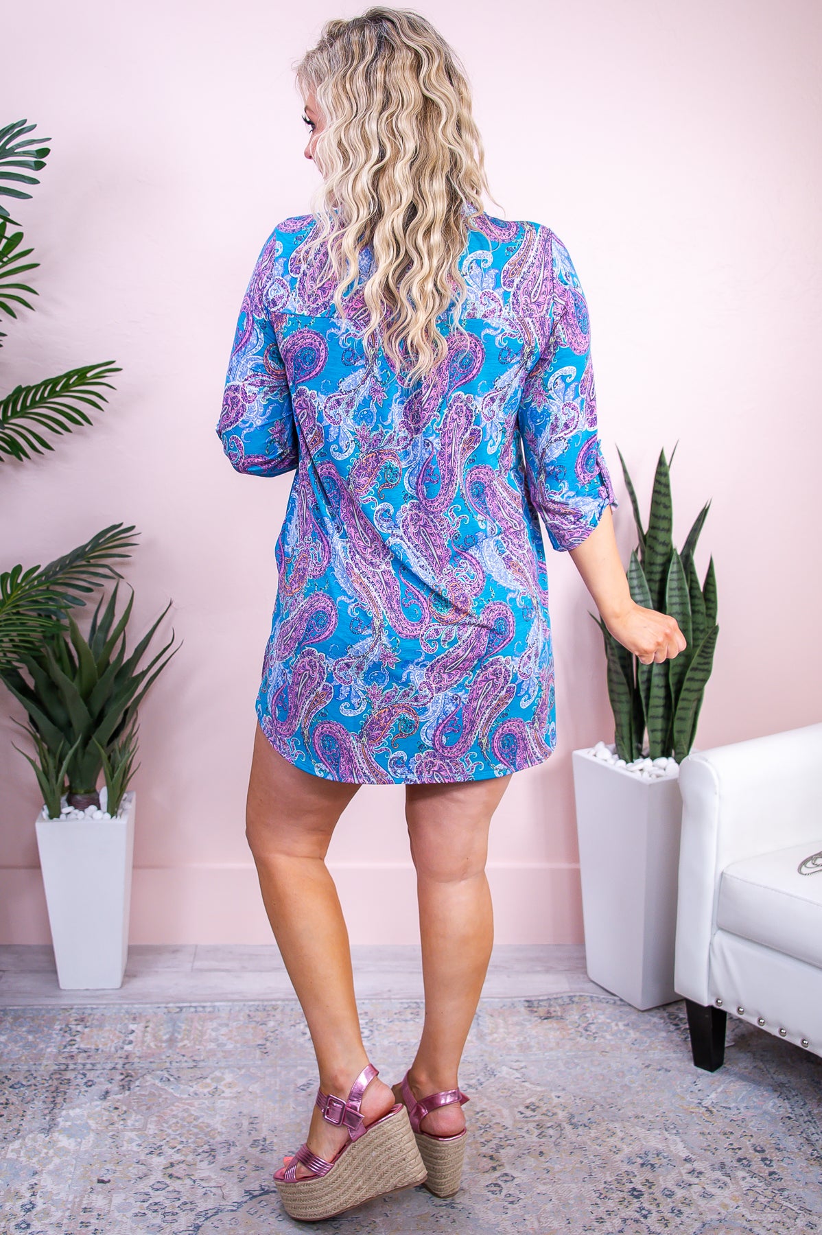 Lovely Luxe Teal/Multi Color Paisley Dress - D5250TE
