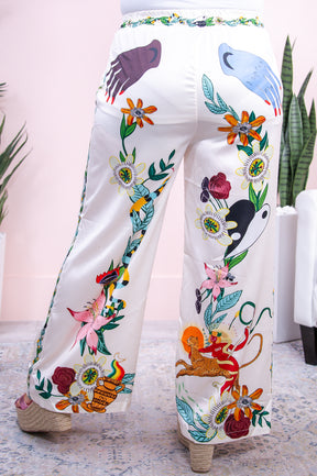 Artistic Fashion Cream/Multi Color Printed Top/Pant (2-Piece Set) - T9381CR