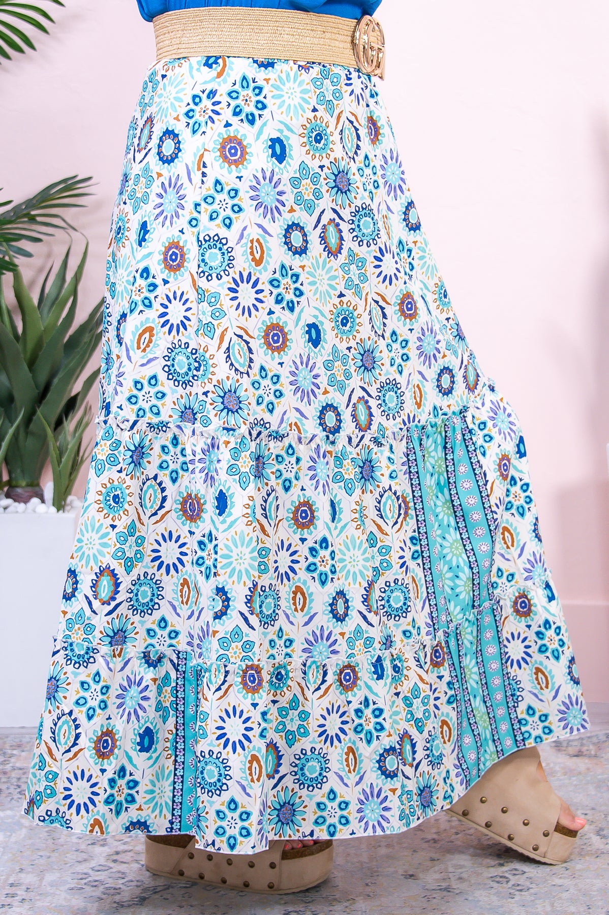 Key Of Style Mint/Multi Color Printed Skirt - E1142MT