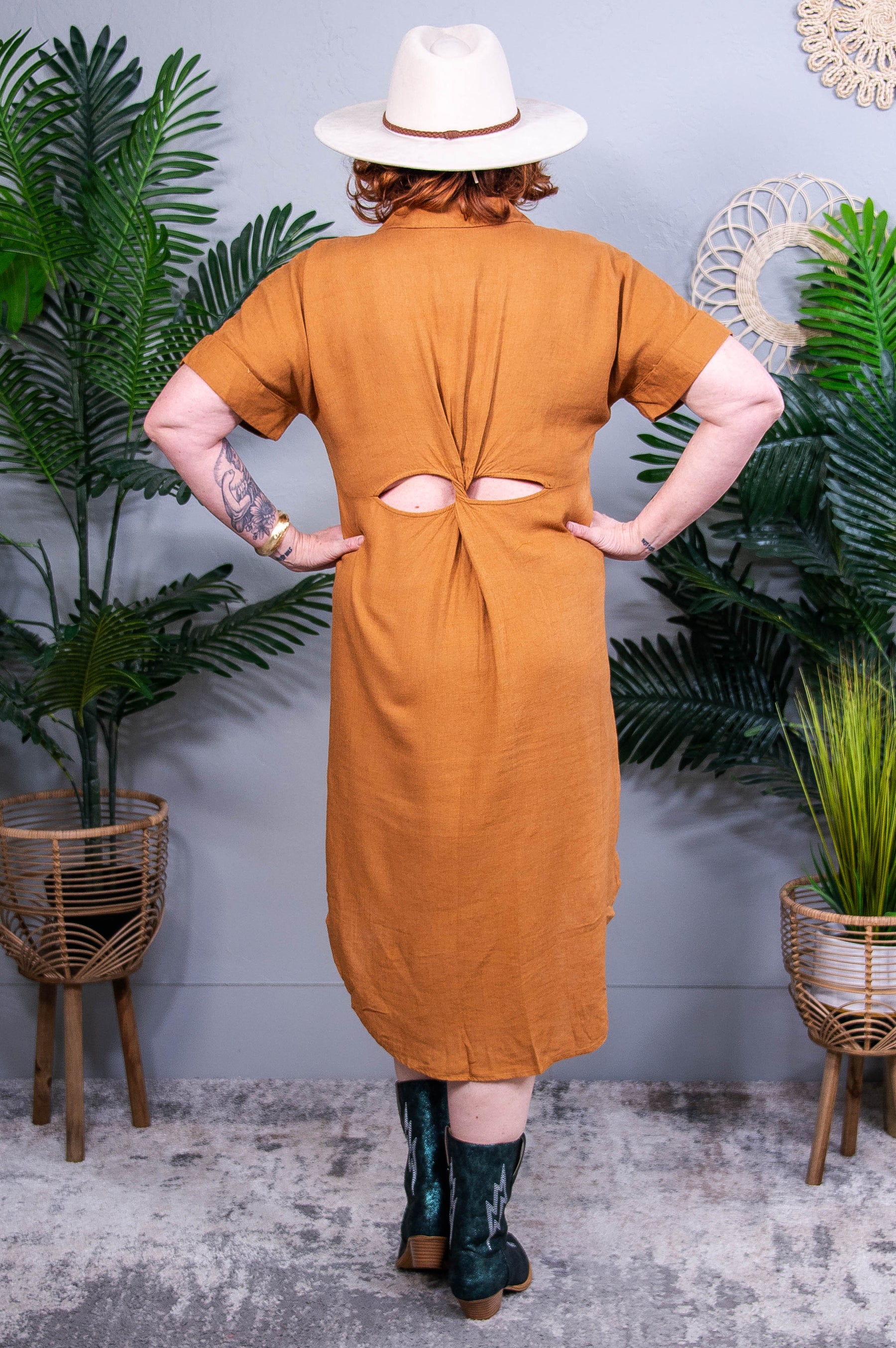 Sure to Be Great Camel Shirt Dress - D5734CA