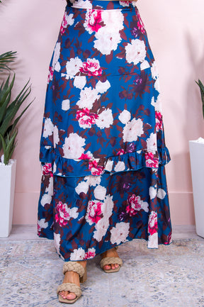 Let's Talk Fashion Dark Teal/Multi Color Floral Top/Skirt (2-Piece Set) - T9399DTE
