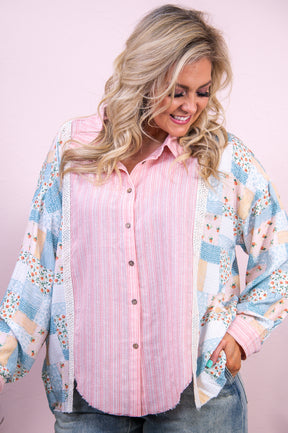 Perfectly Polished Pink/Multi Color/Pattern Top - T9413PK