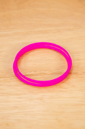 Hot Pink Solid Stackable Metal Bracelet - BRC3412HPK