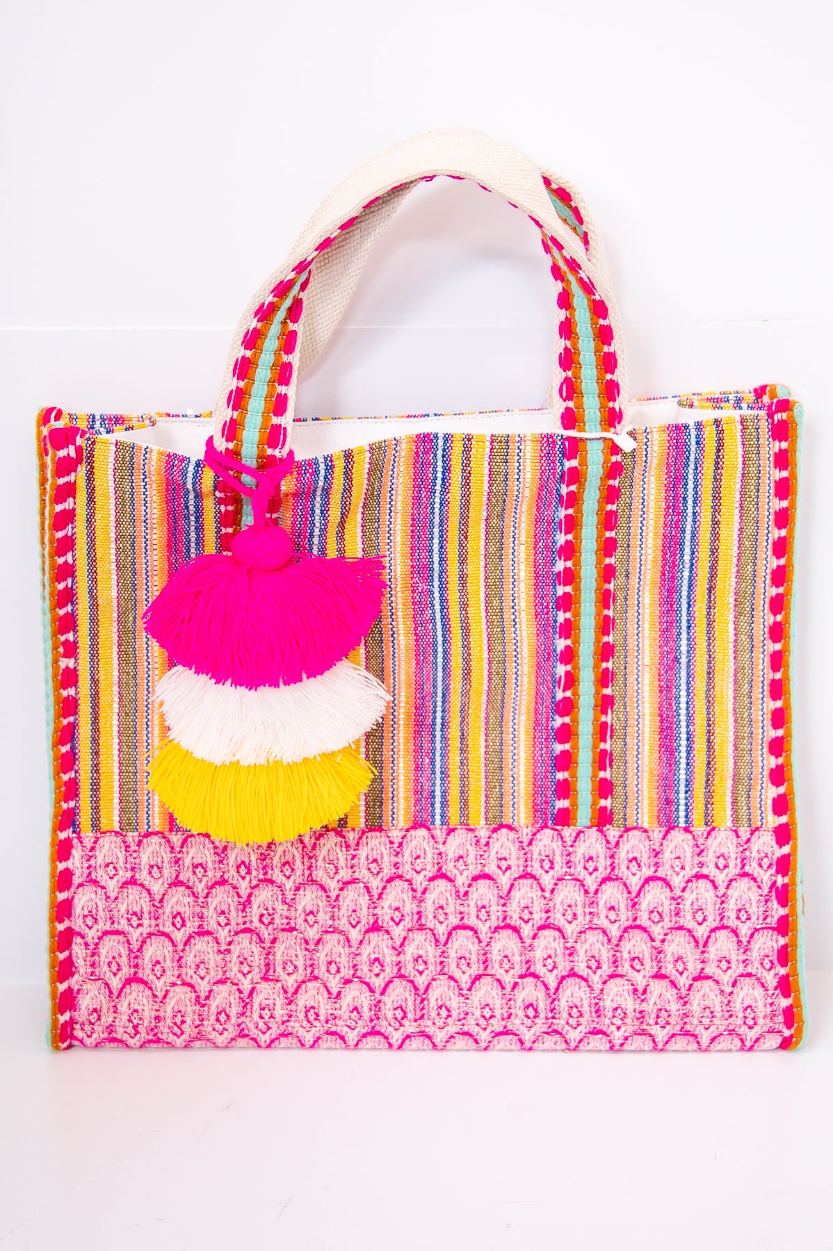 All The Hype Hot Pink/Multi Color/Pattern Bag - BAG1873HPK