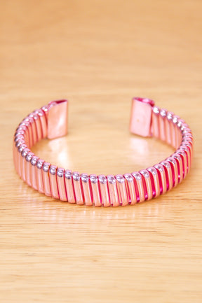 Light Pink Textured Cuff Bracelet - BRC3416LPK