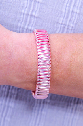 Light Pink Textured Cuff Bracelet - BRC3416LPK