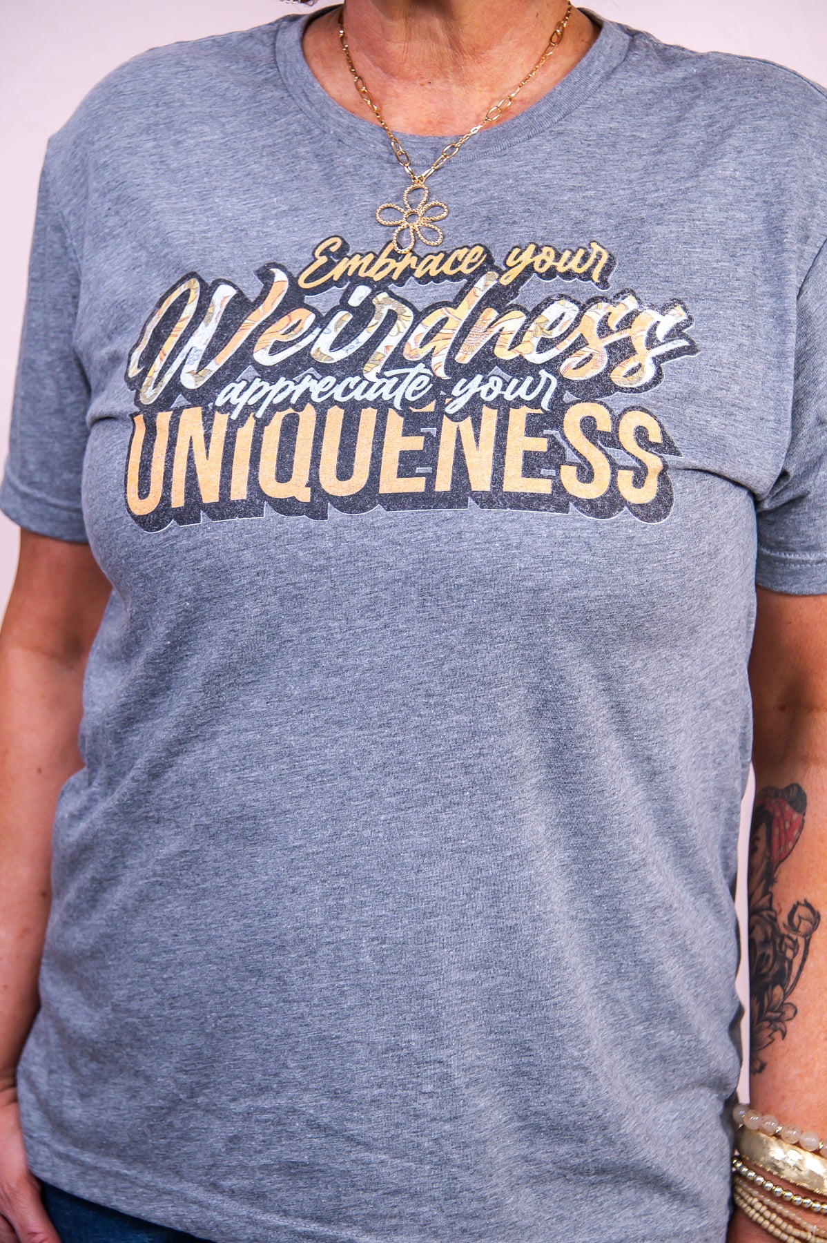 Embrace Your Weirdness Premium Heather Gray Graphic Tee - A3310PHG