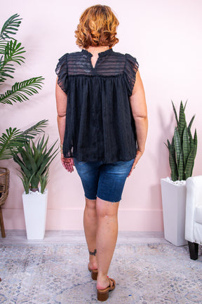 The Journey Within Black Solid Sheer Top - T9446BK