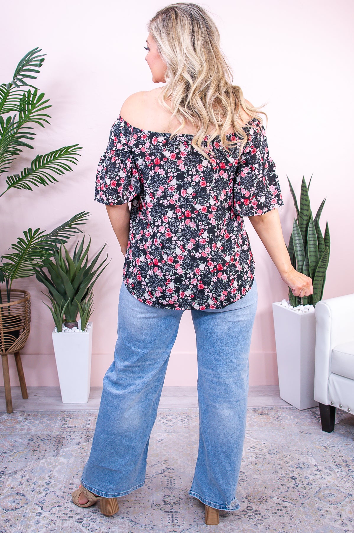 Time To Get Away Black/Multi Color Floral Off The Shoulder Top - T9462BK