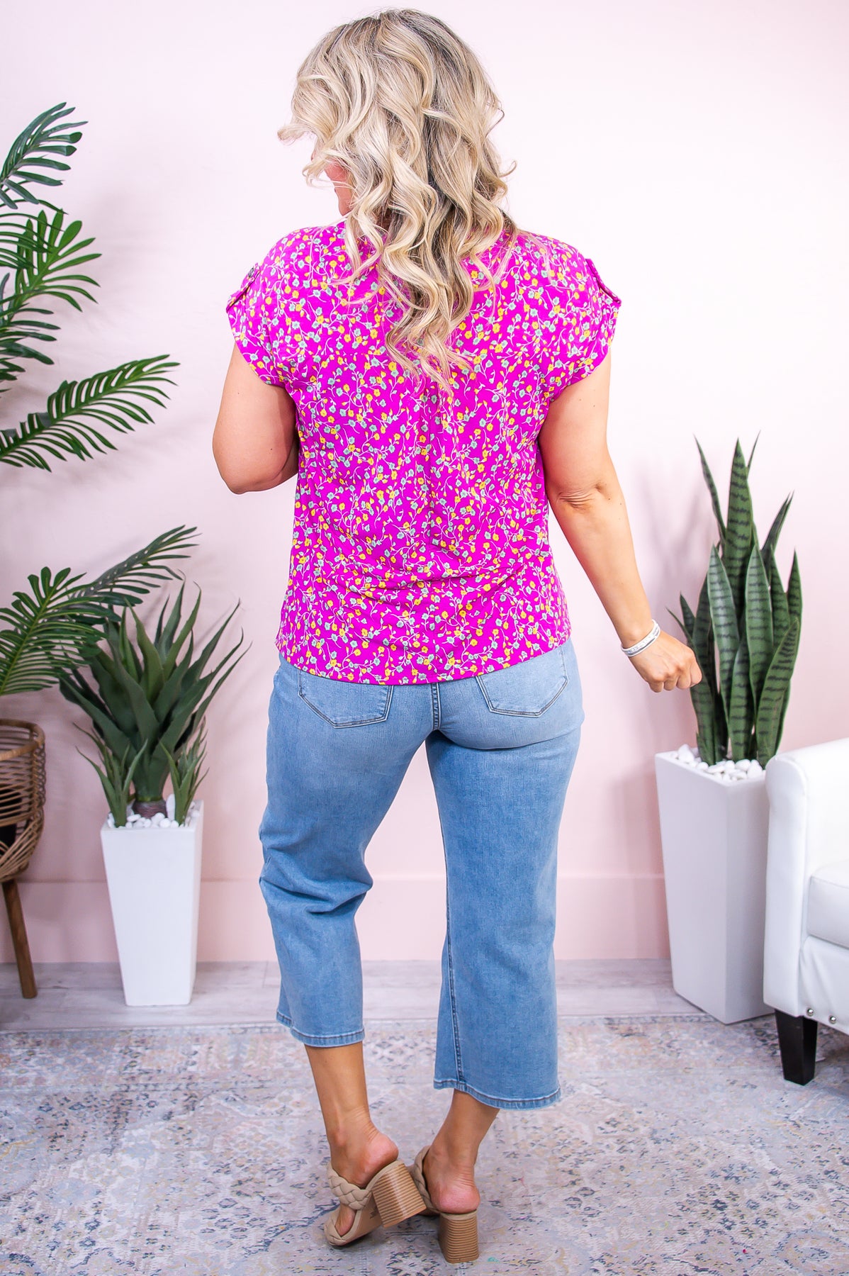 Pics Of Paradise Pink/Yellow/Mint Floral Top - T9482PK