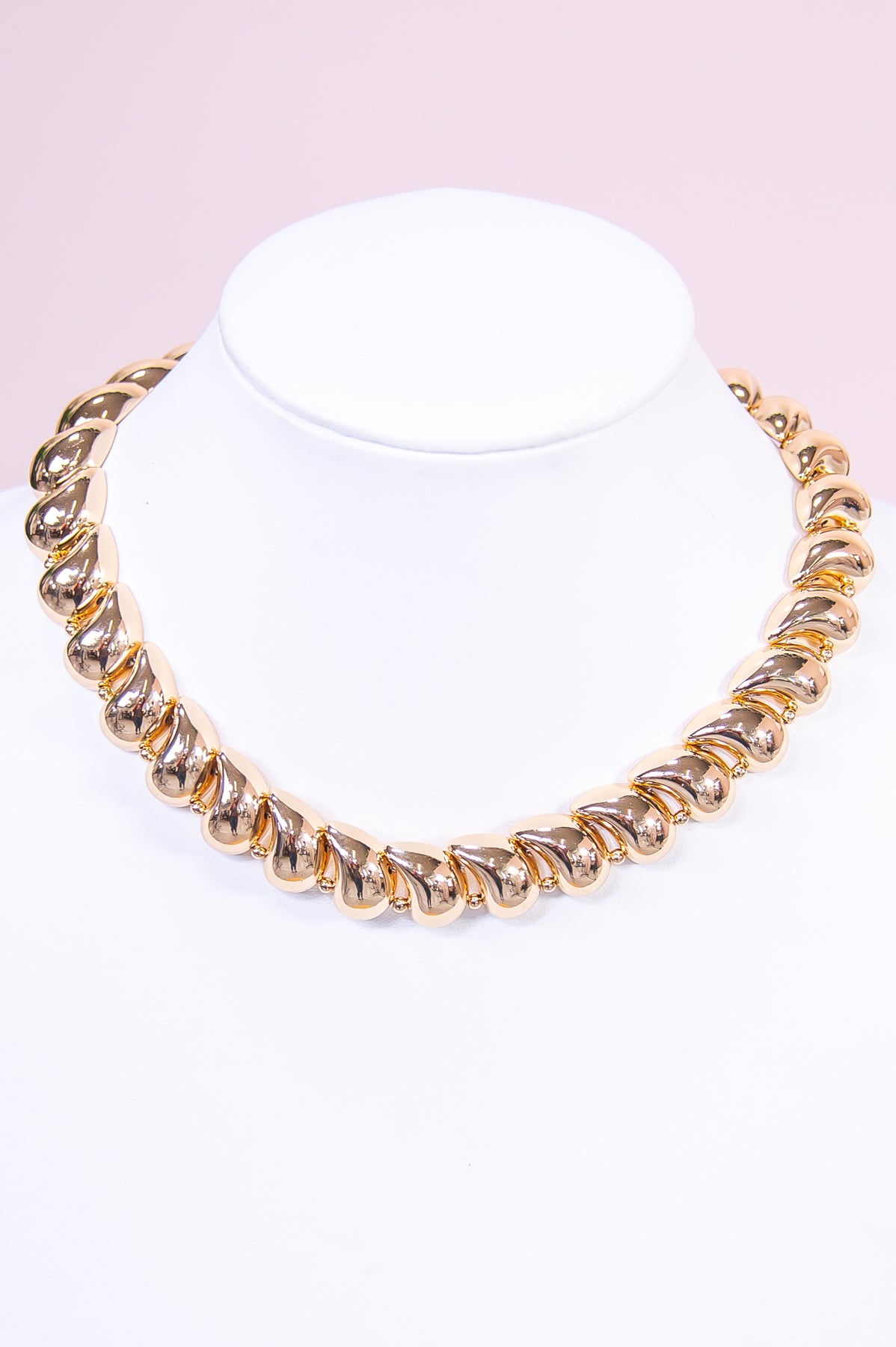Gold Teardrop Chain Link Necklace - NEK4335GD