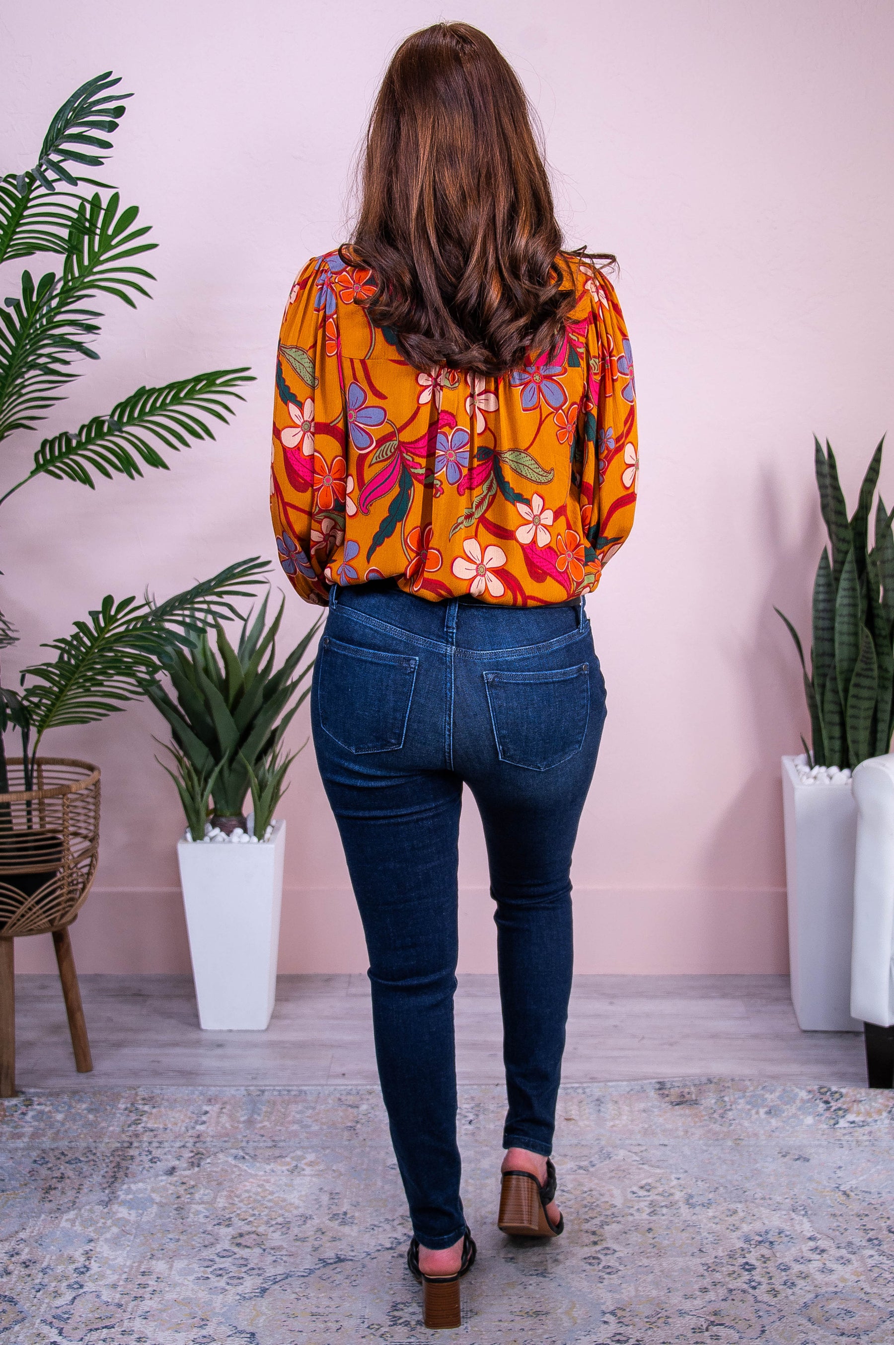 Style Statement Camel/Multi Color Floral Top - T10367CA