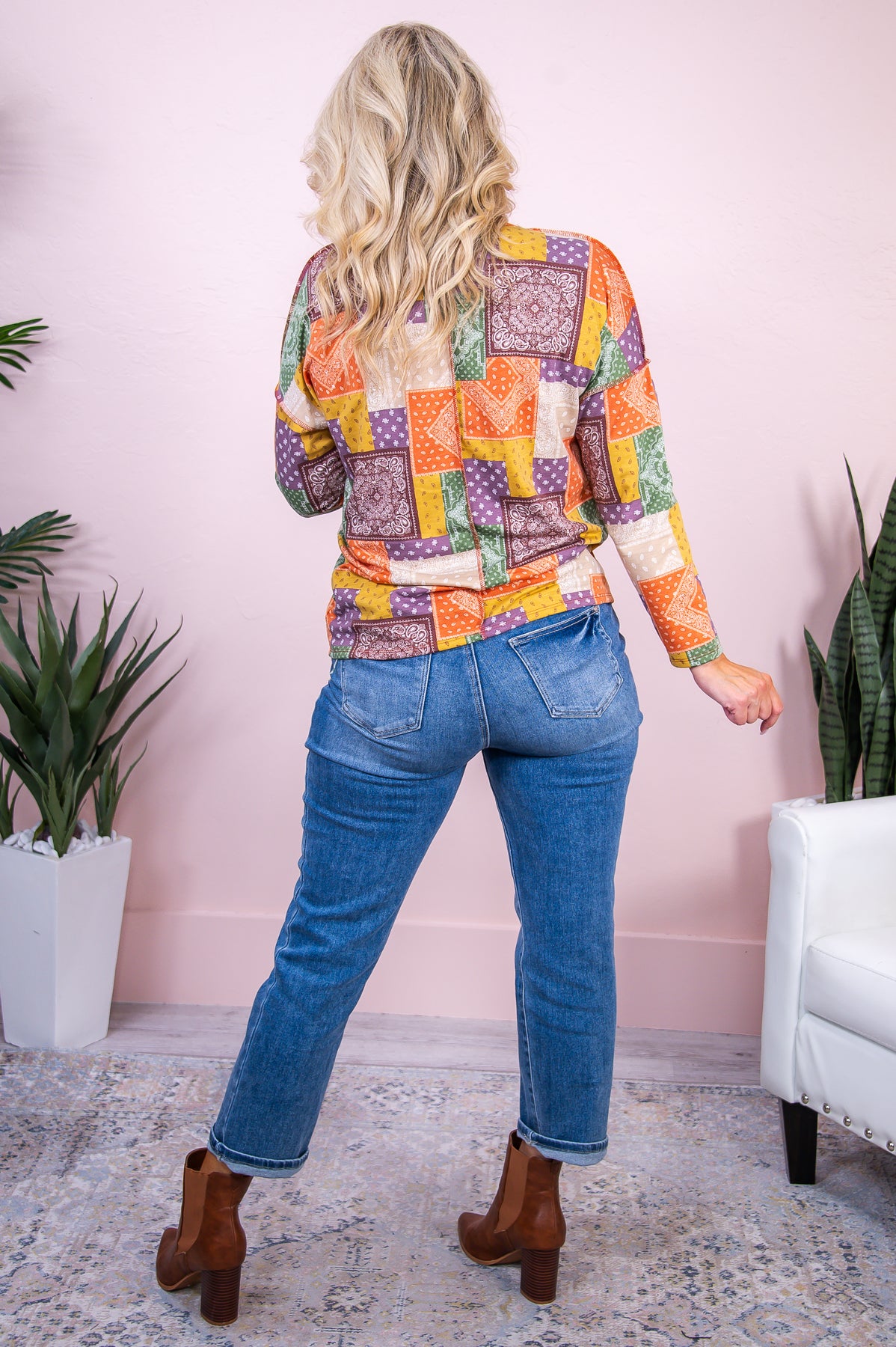 Life Is A Dream Mustard/Multi Color Paisley/Colorblock Top - T8120MS