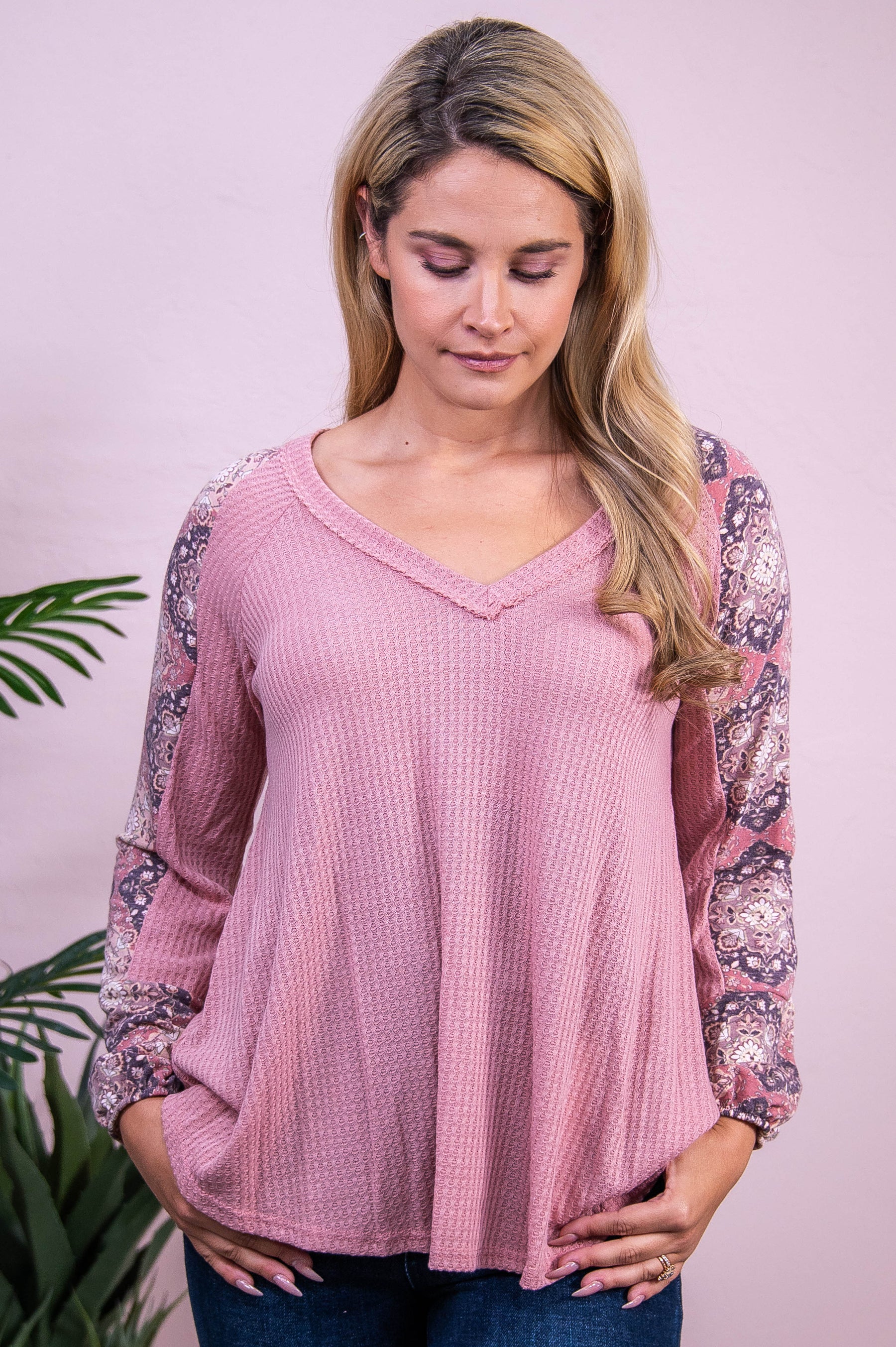 Girl On The Go Mauve/Multi Color Printed Top - T10380MV