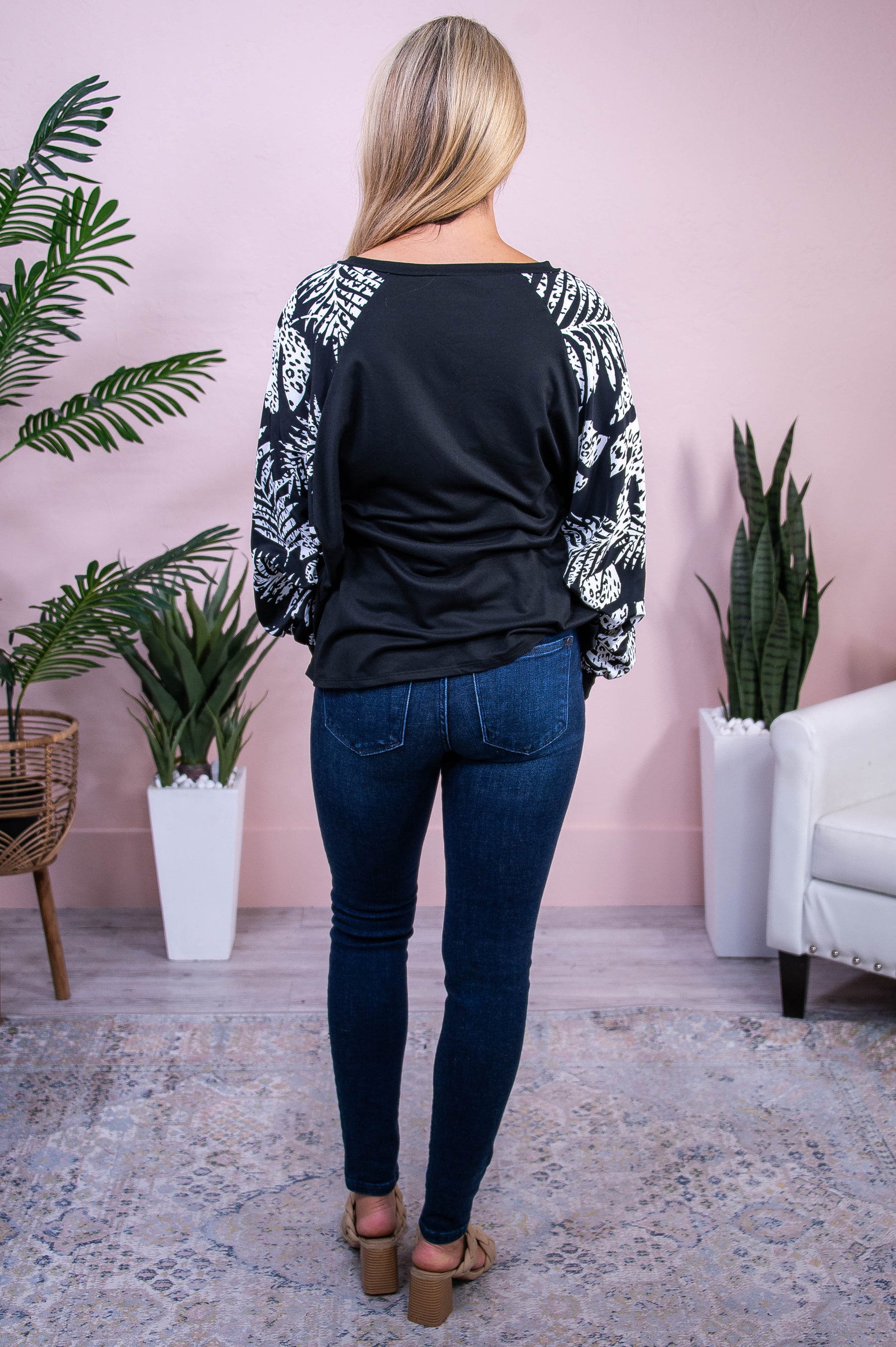 Everytime You Call Black/White Printed Top - T10378BK