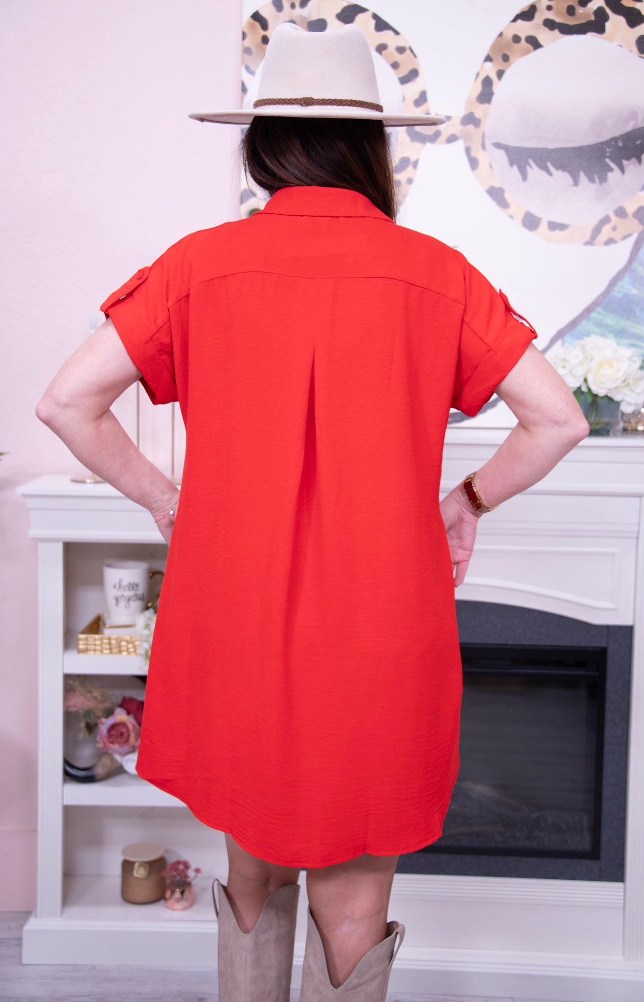 Set The Trend Deep Red Shirt Dress D5659RD