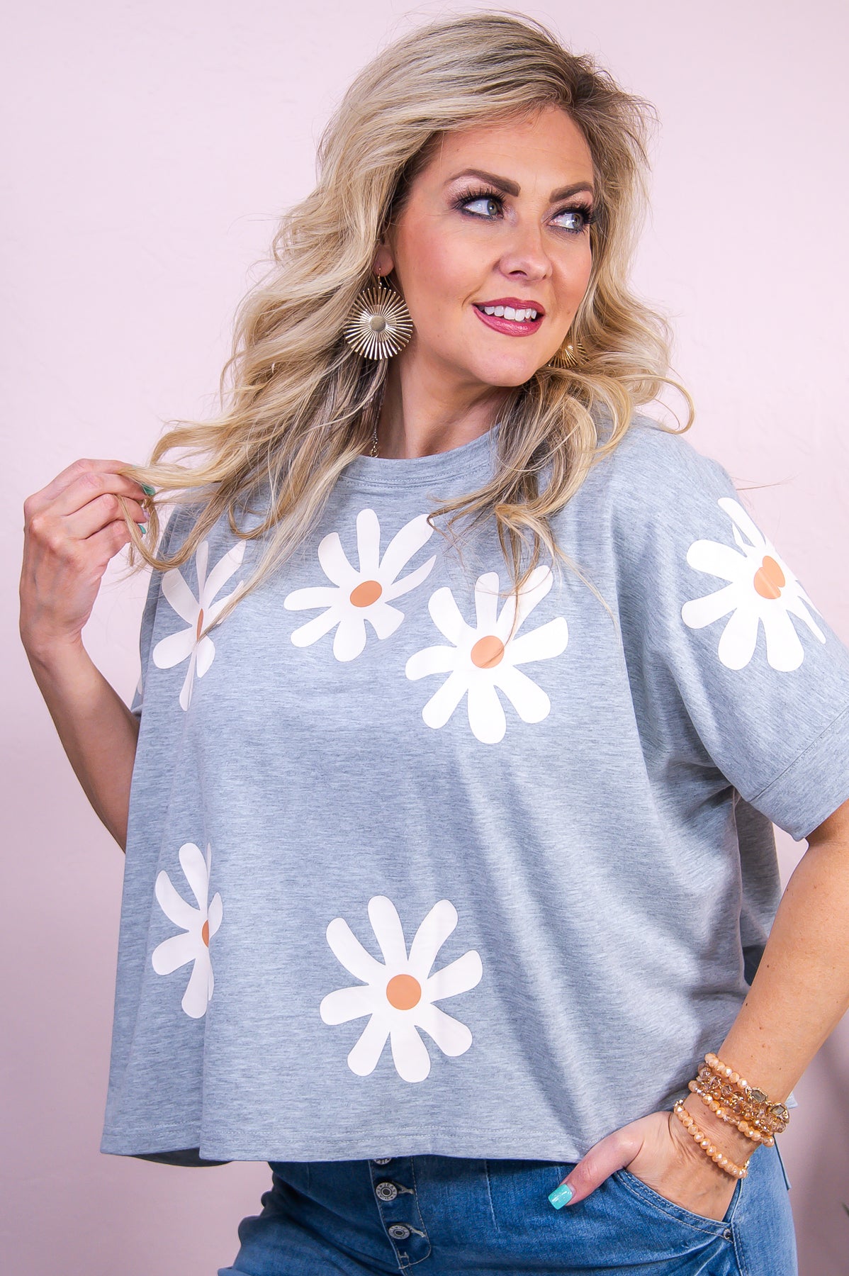 Perfect Timing Gray/Taupe Floral Top - T9577GR