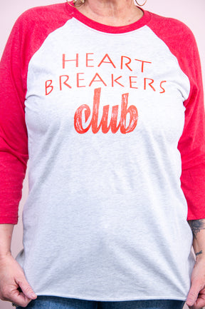 Heart Breaker Club Heather White/Vintage Red Graphic Tee - A3145HWH