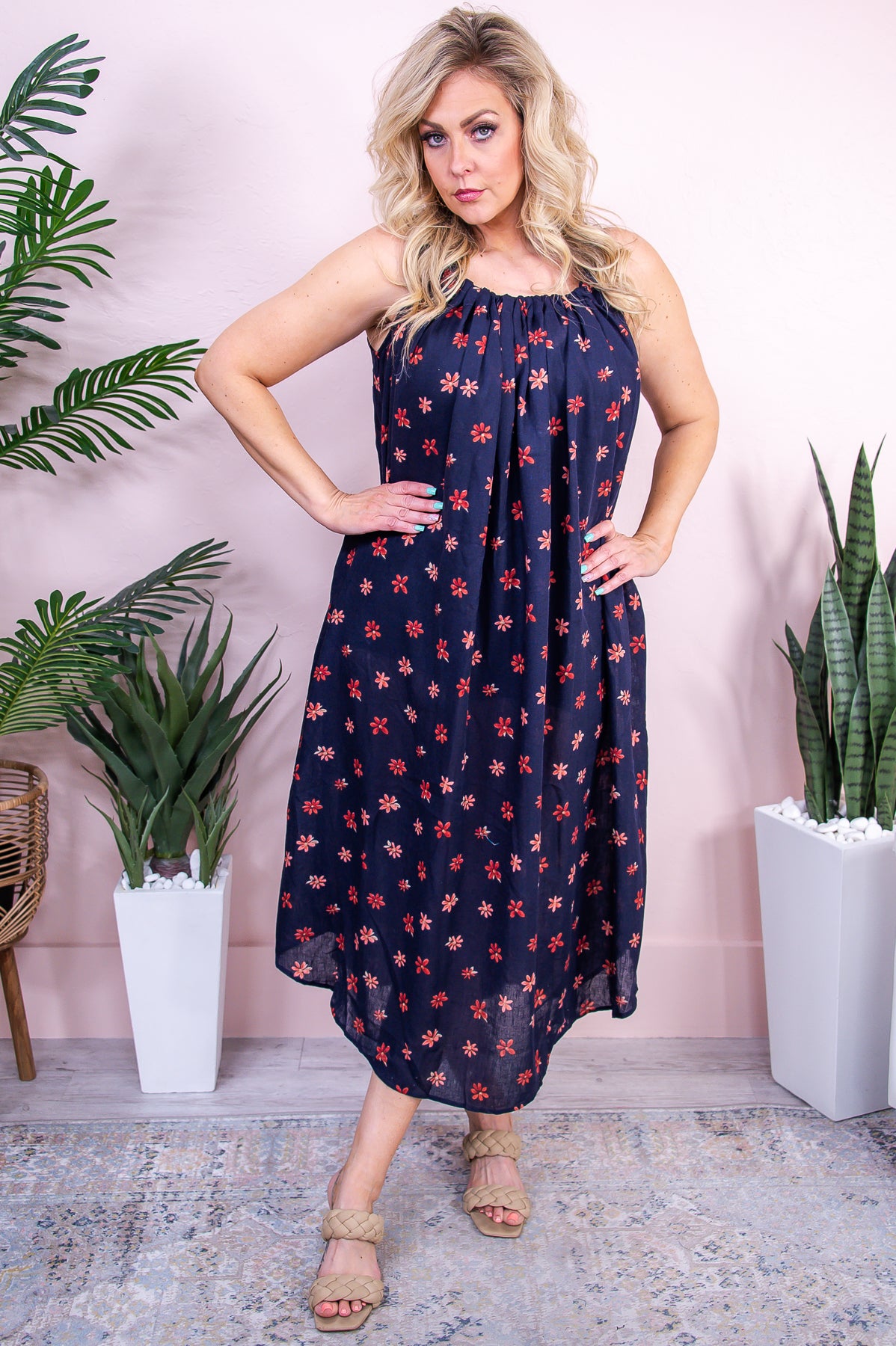 Basically Effortless Navy Floral Dress - D5299NV