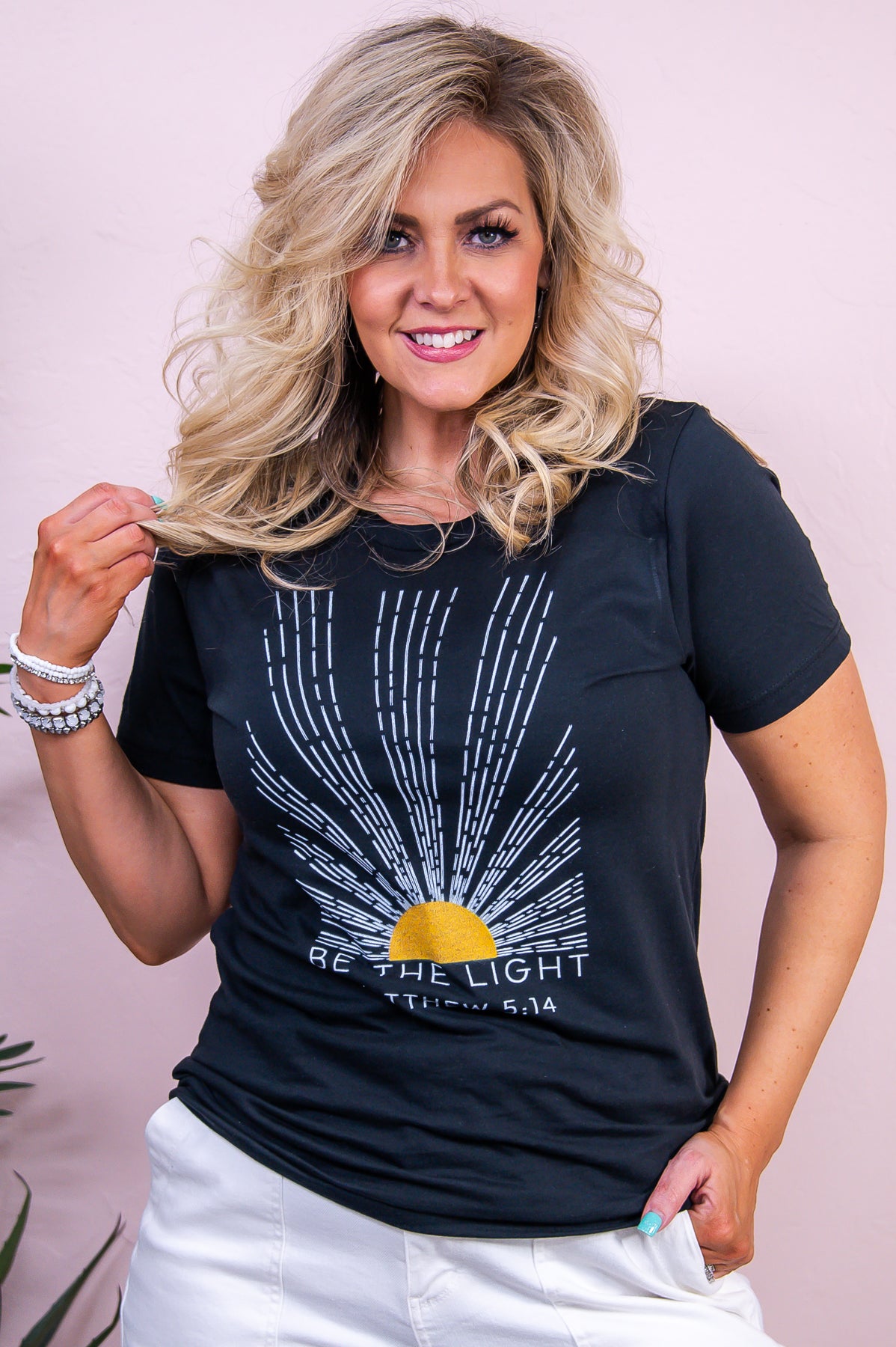 Be The Light Vintage Black Graphic Tee - A3349BK