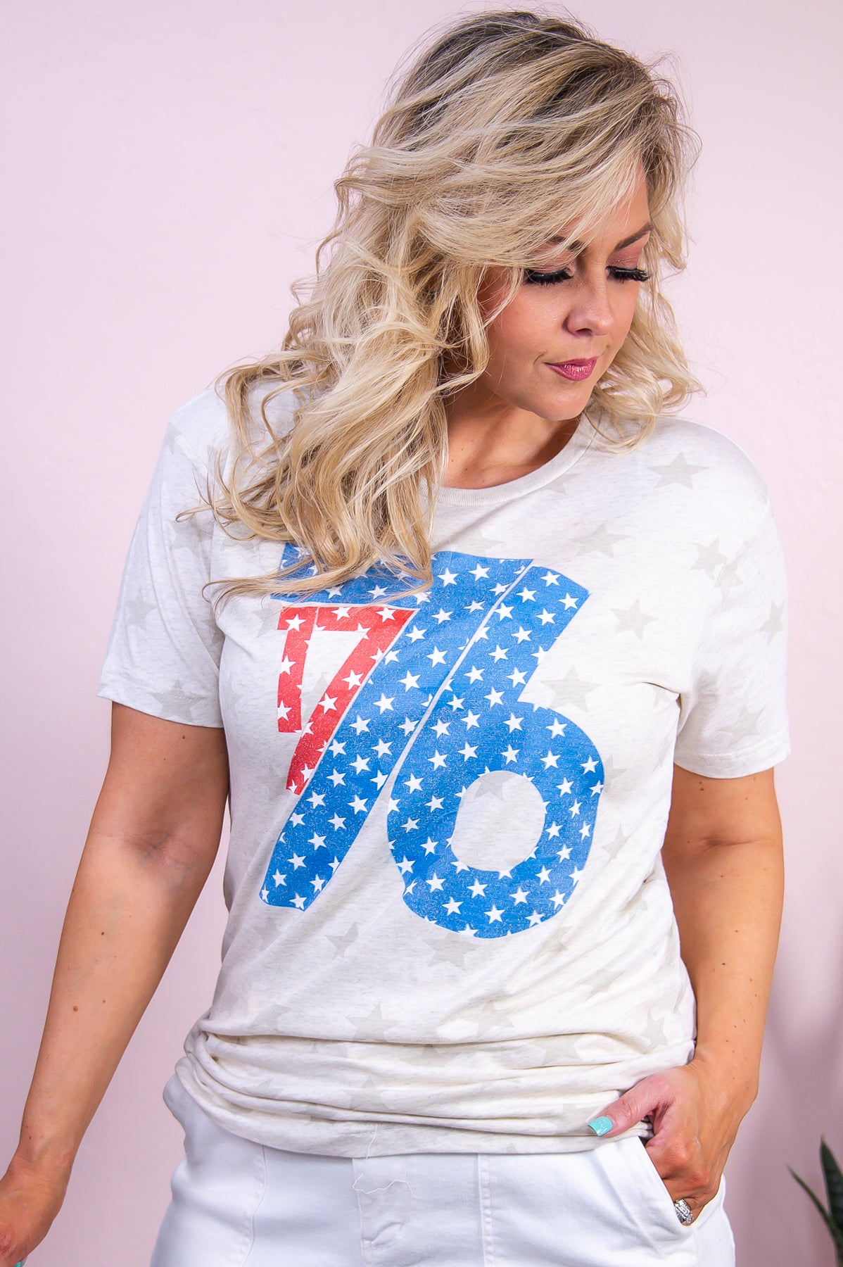 1776 Natural Star Graphic Tee - A3346NST