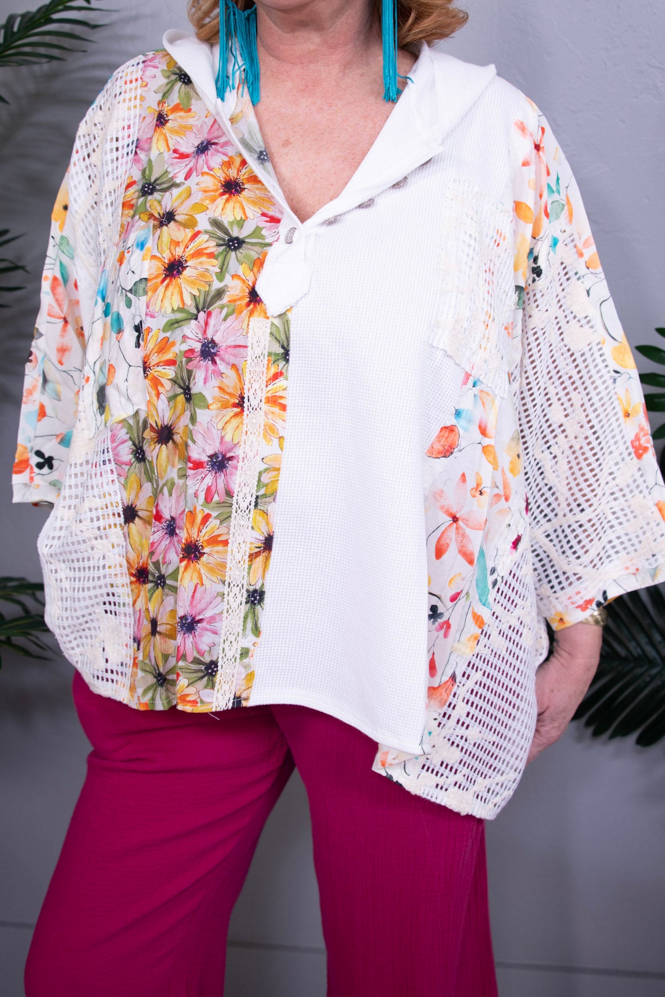 Floral Power Play Ivory Crochet Lace Top - T11280IV