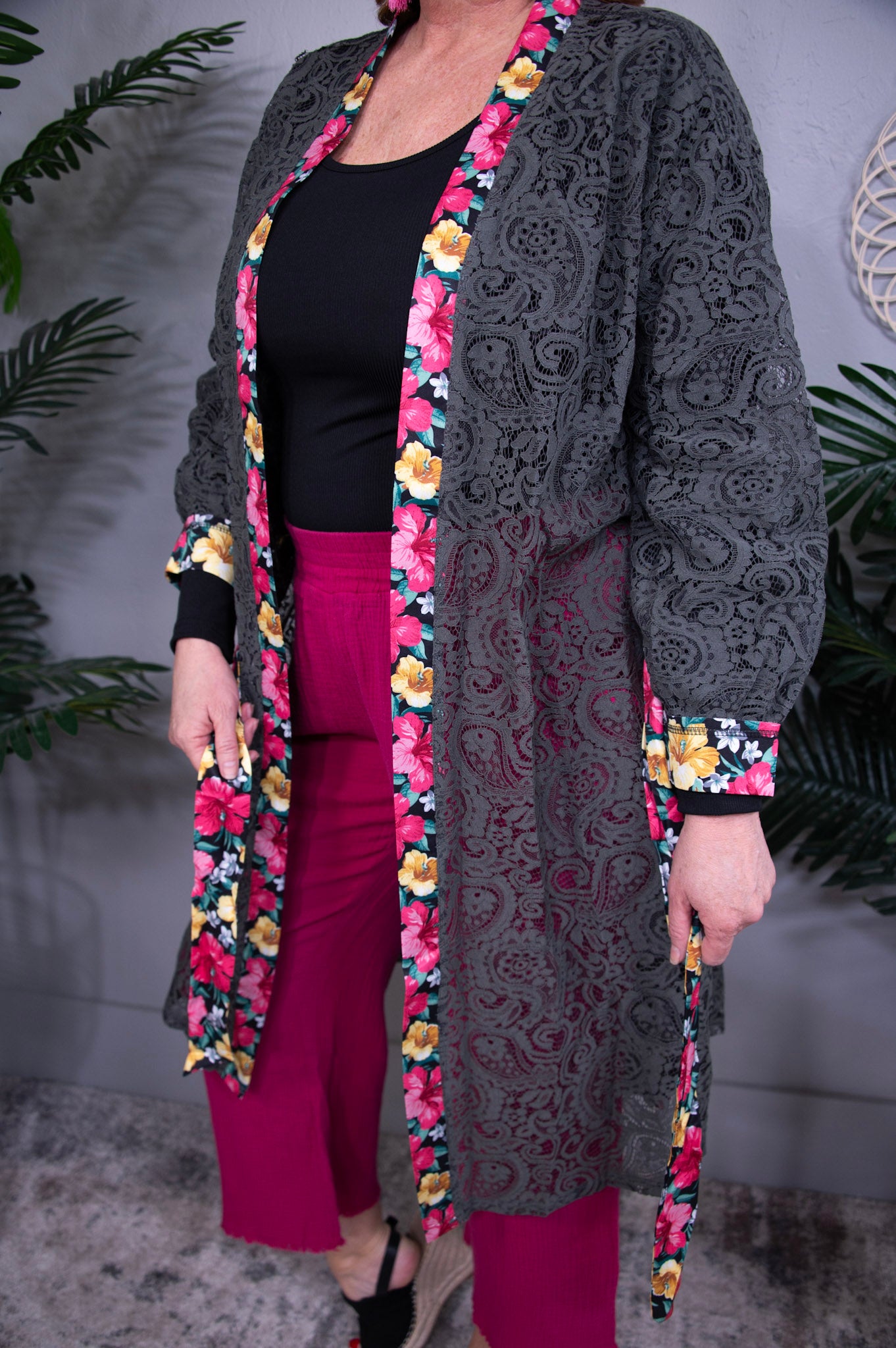 Wrapped In Lace Black Floral Cardigan- O5824BK