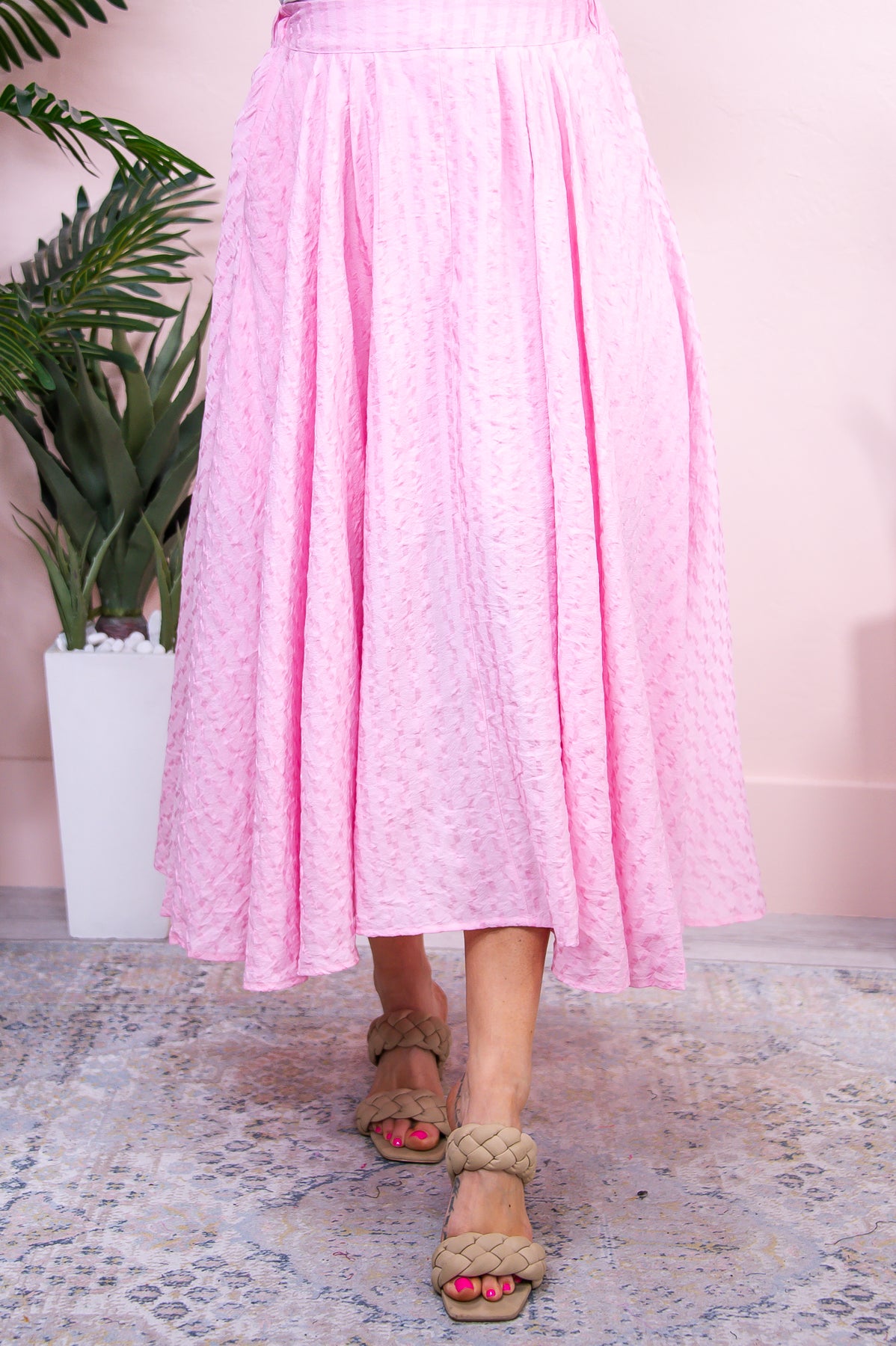 Fancy Idea Light Pink Solid Skirt - E1132LPK