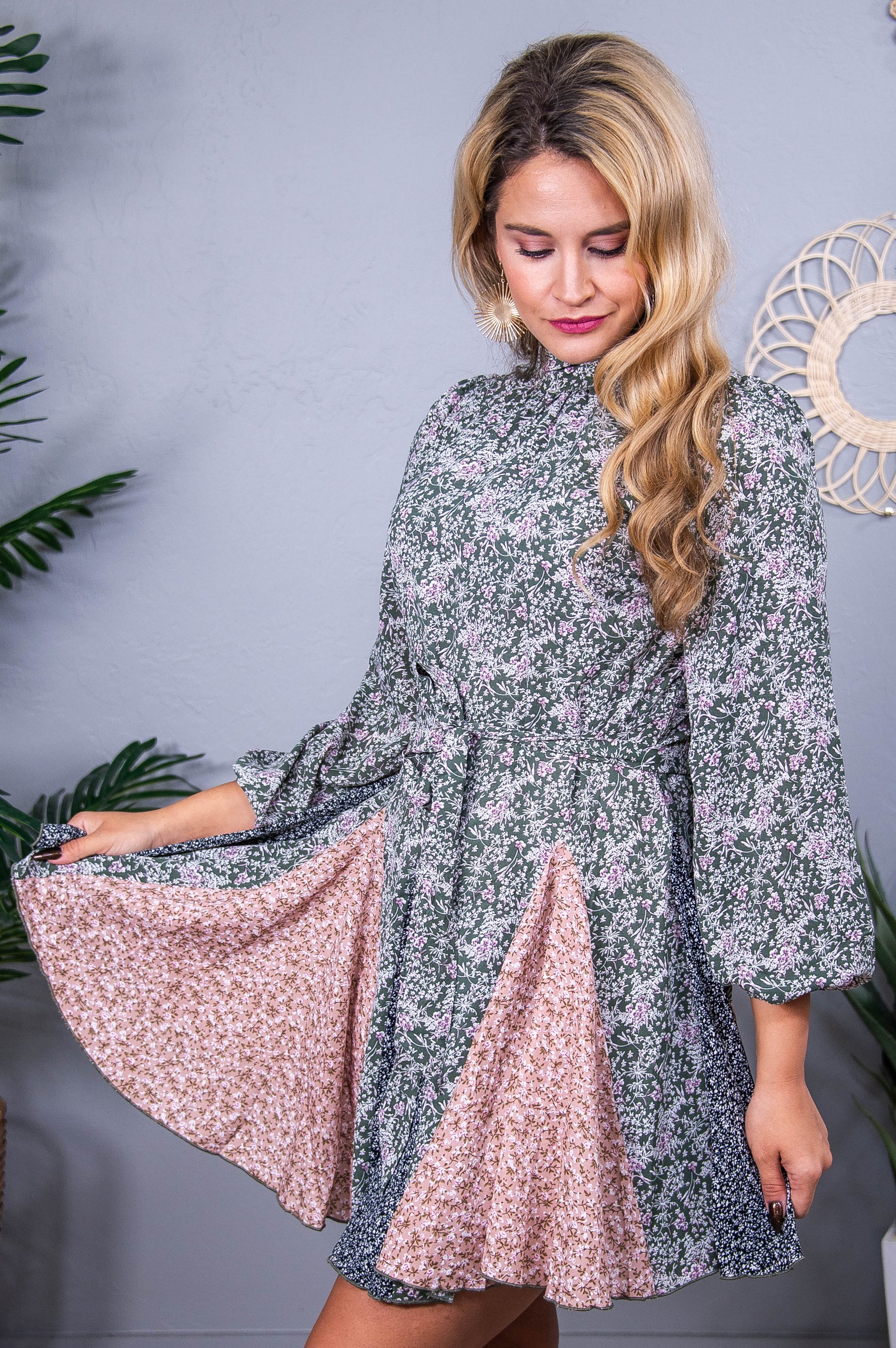 Forever After Olive/Lavender Floral Dress - D5539OL