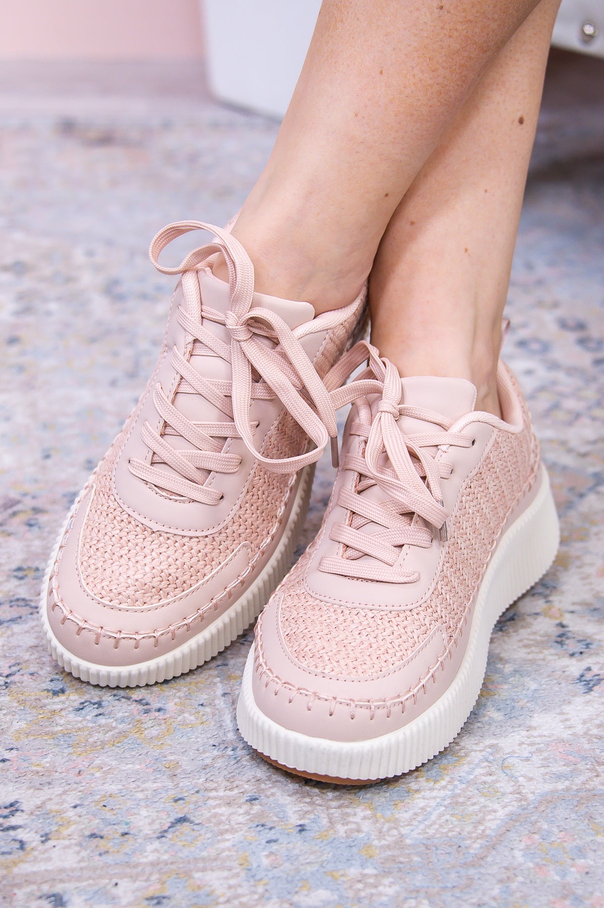 Ray Of Hope Blush Solid Woven Platform Sneakers - SHO2653BS