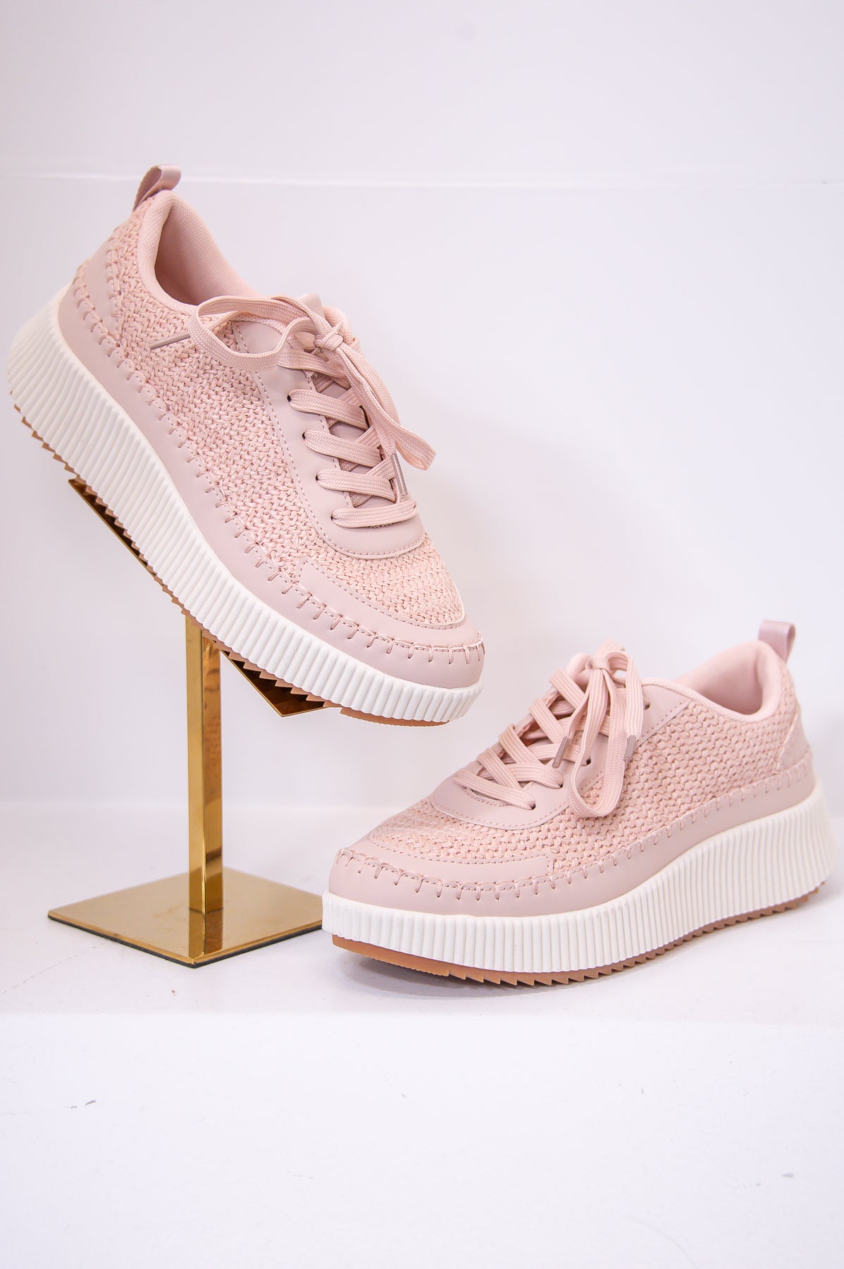 Ray Of Hope Blush Solid Woven Platform Sneakers - SHO2653BS