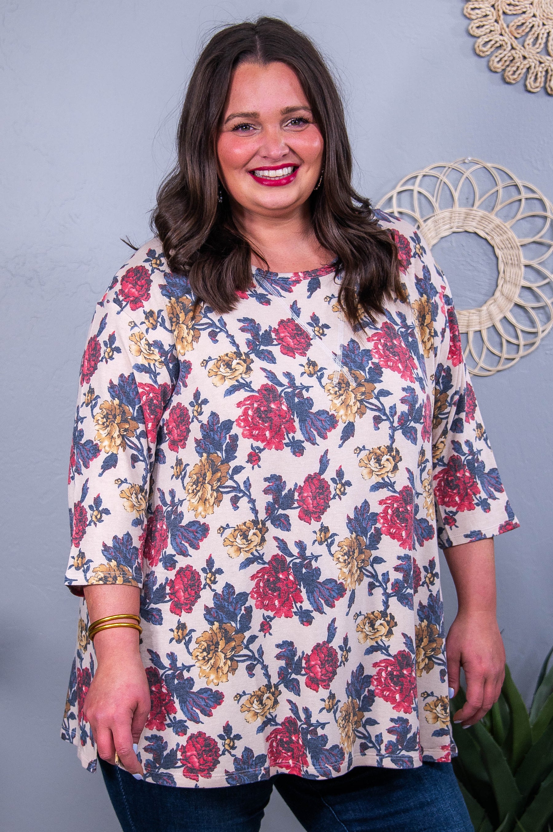 Mountainside Moment Beige/Multi Color Floral Top - T10458BG