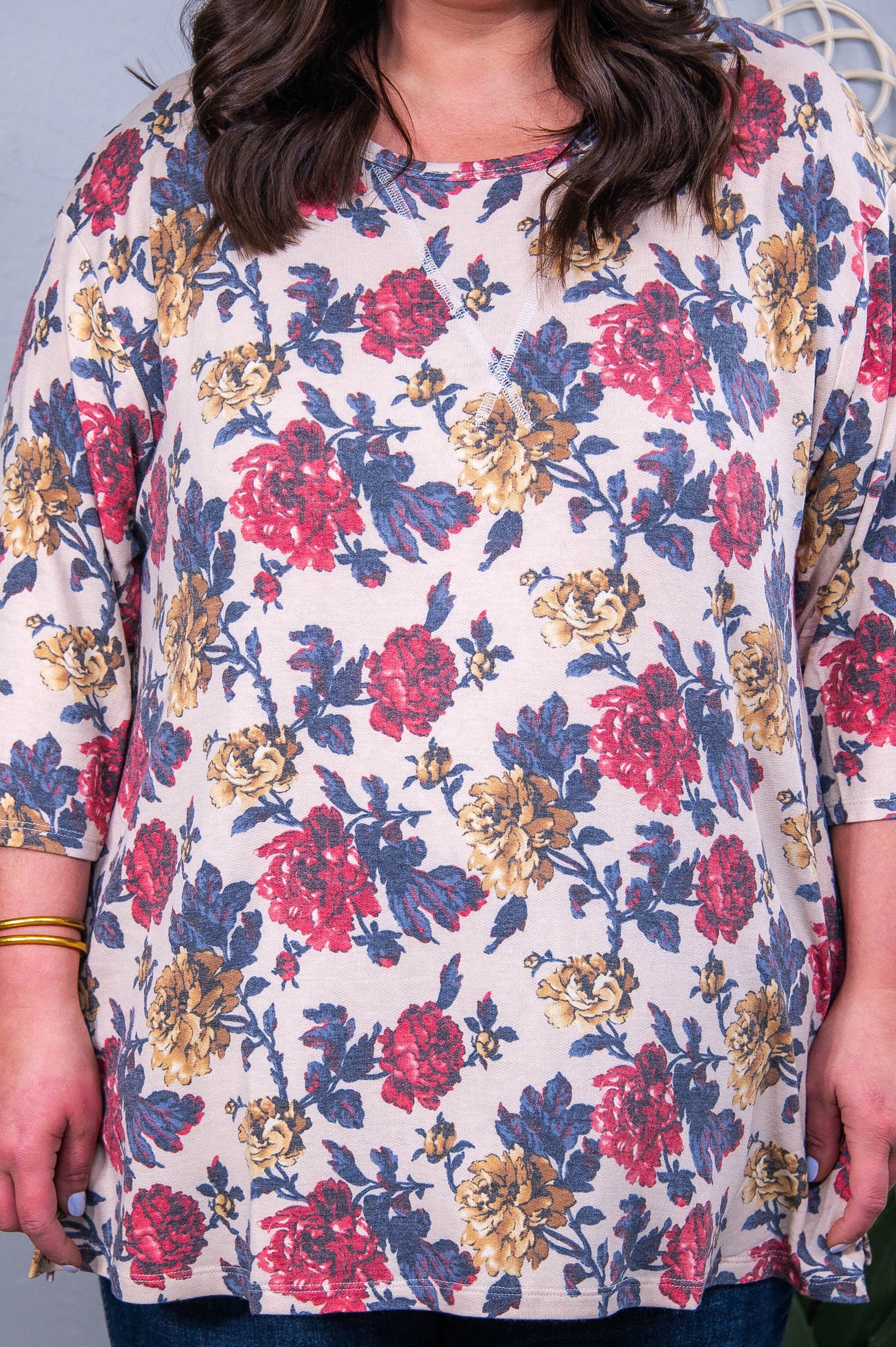 Mountainside Moment Beige/Multi Color Floral Top - T10458BG