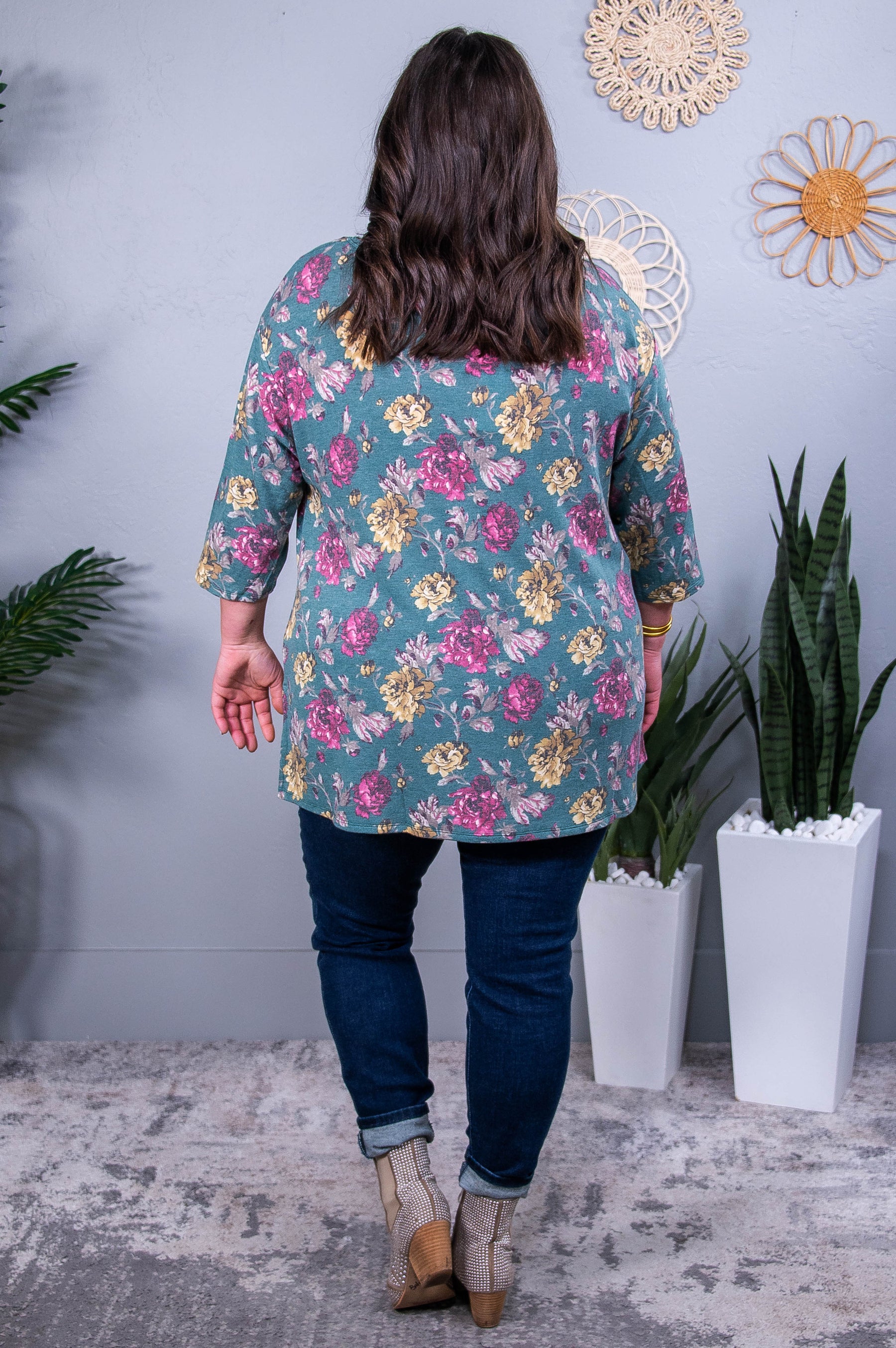 Raise The Standard Hunter Green/Multi Color Floral Top - T10459HGN