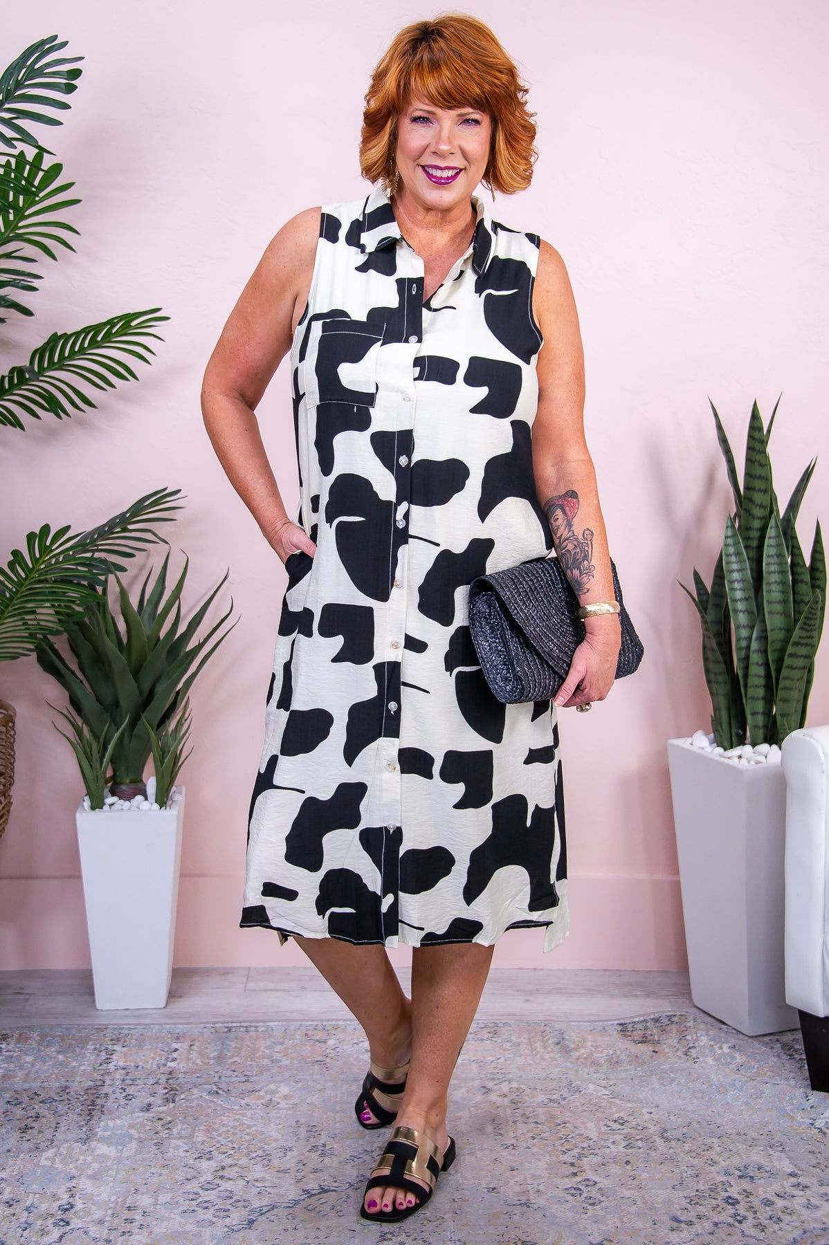 It's A Country Girl Thing Black/Ivory Printed Dress - D5327BK