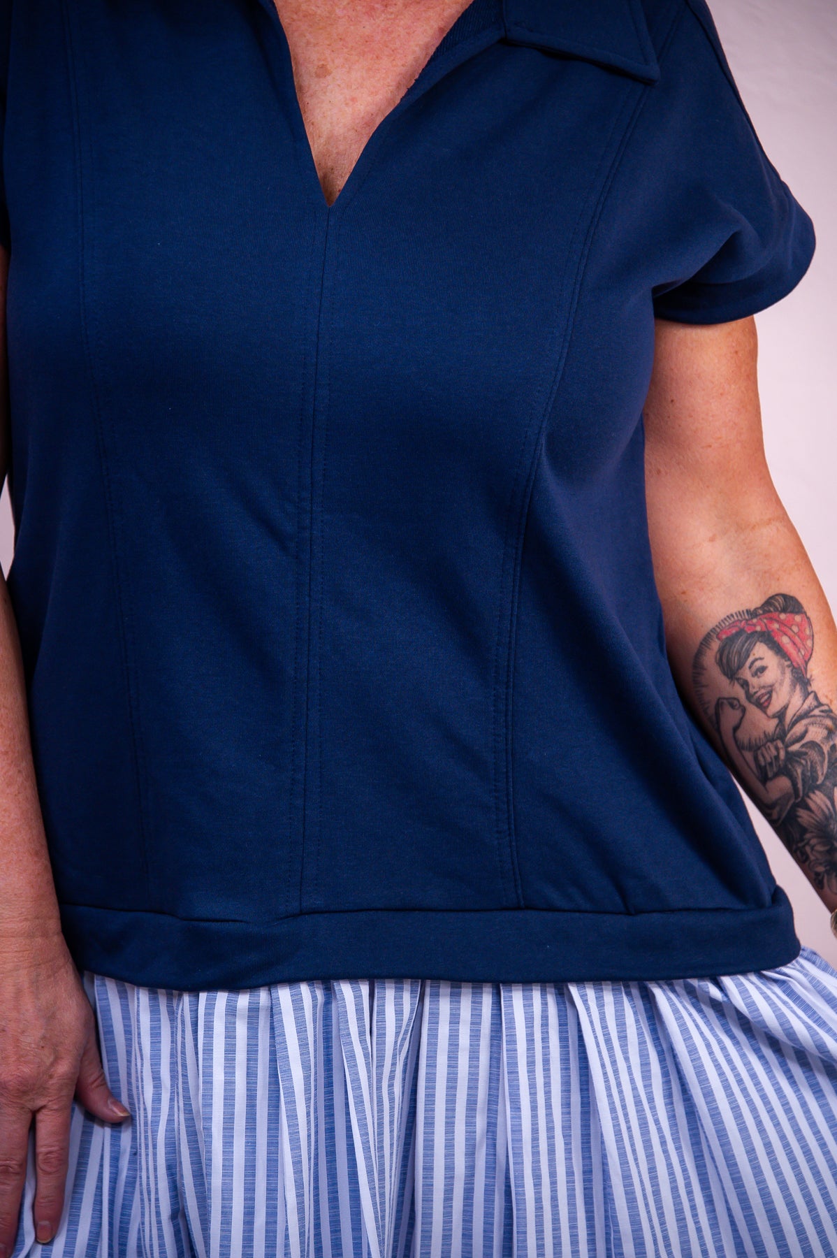 Easily Styled Navy/White Striped Dress - D5328NV