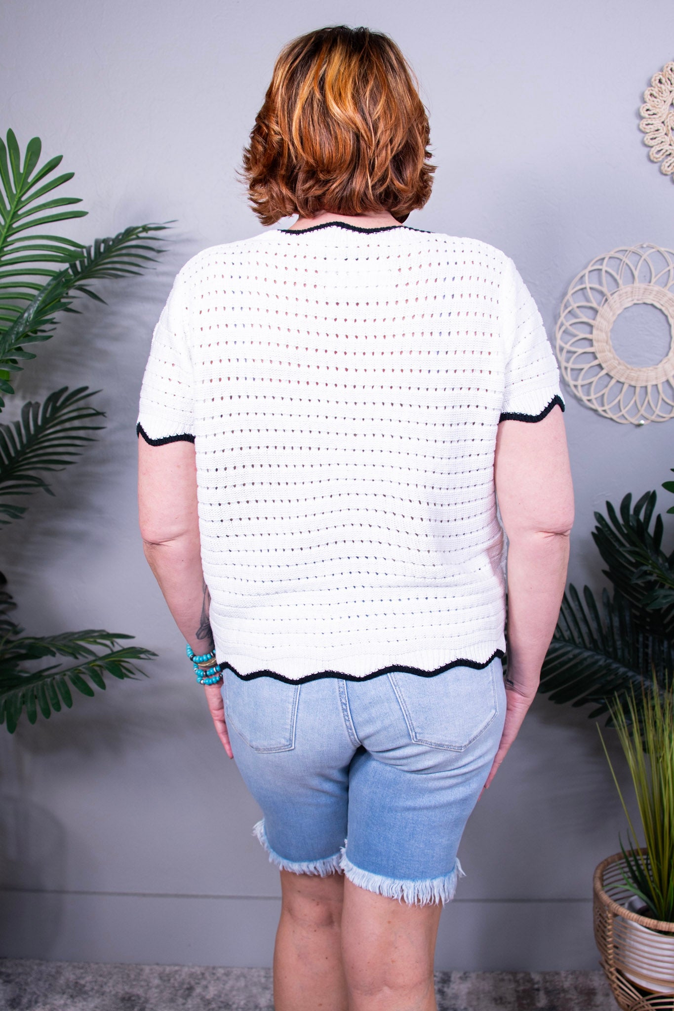 Pinkies Up Knit Top in White - T11305WH