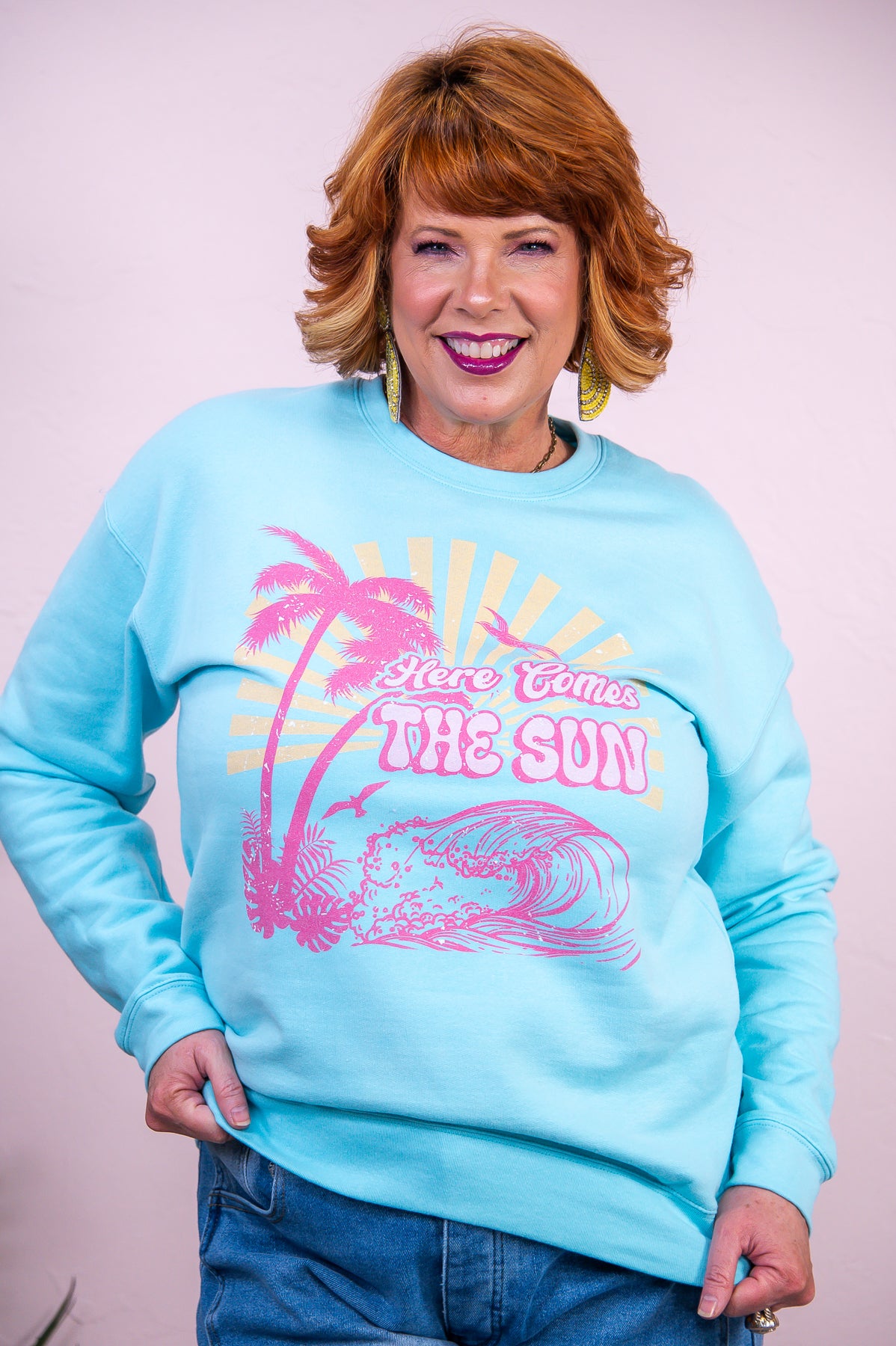 Here Comes The Sun Purist Blue Graphic Sweatshirt - A3364PBL