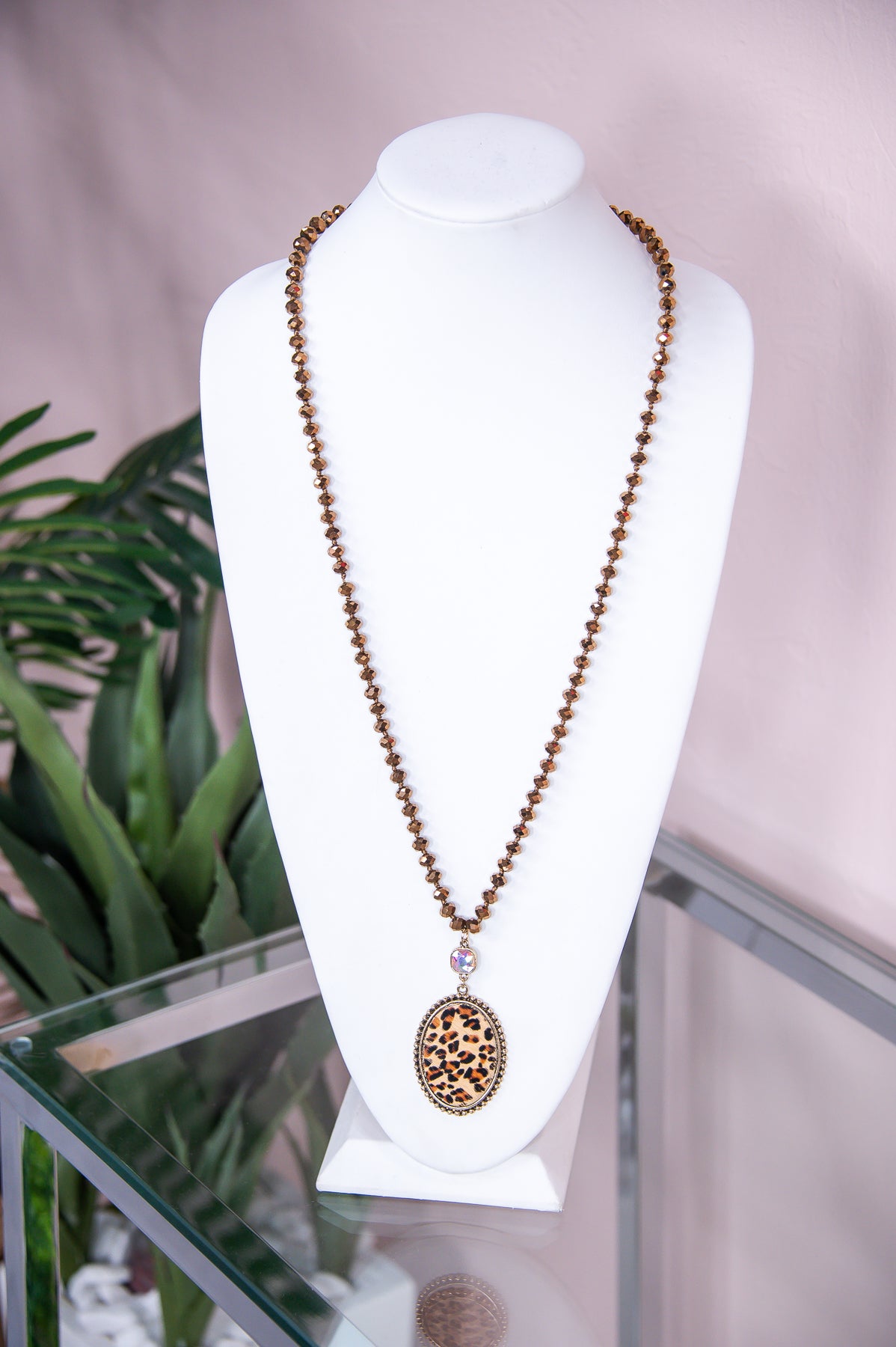 Bronze/Multi Color Beaded Pendant Necklace - NEK4217BZ