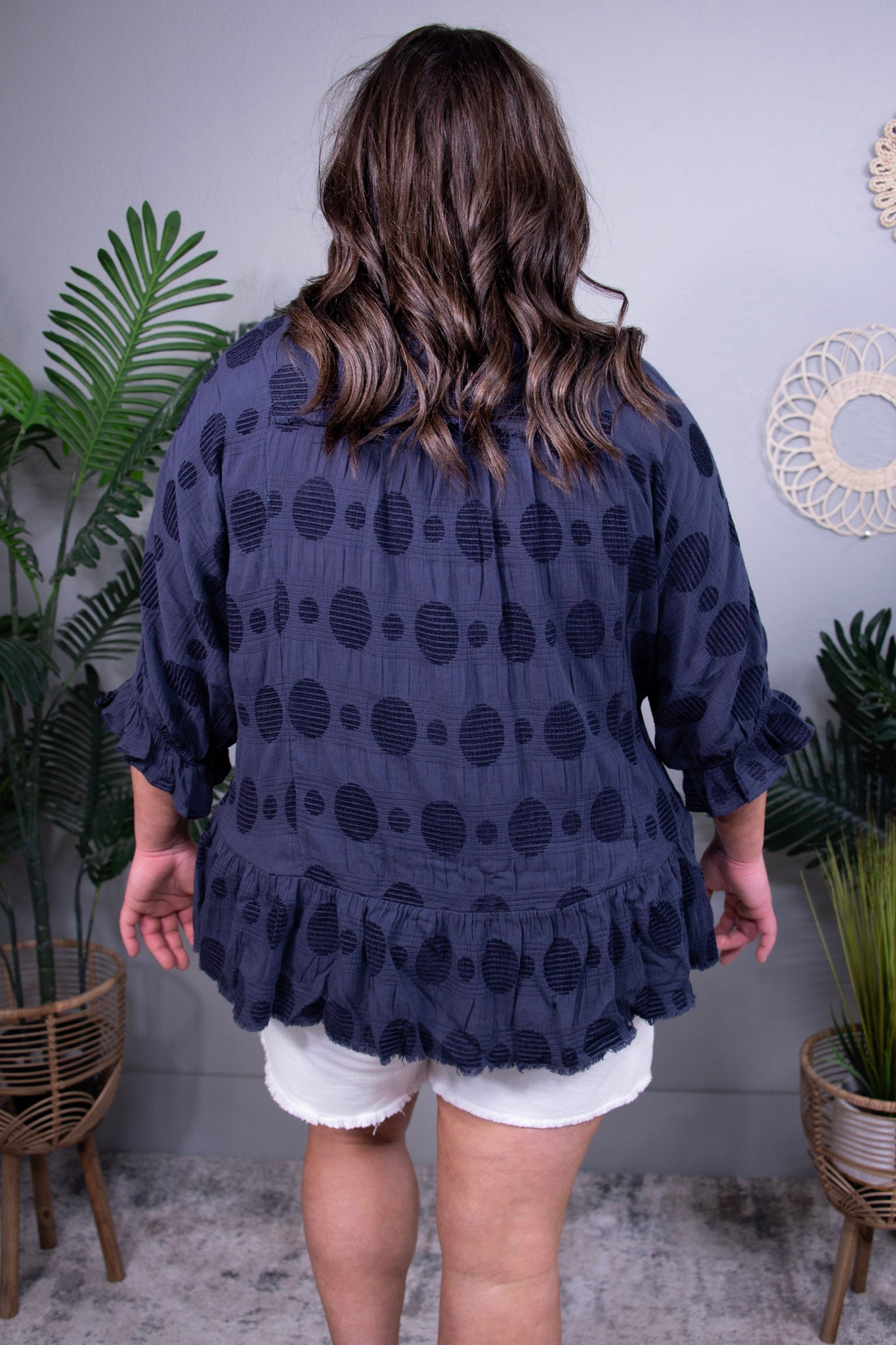 Dash Of Dots Dark Navy Swiss Dot Top